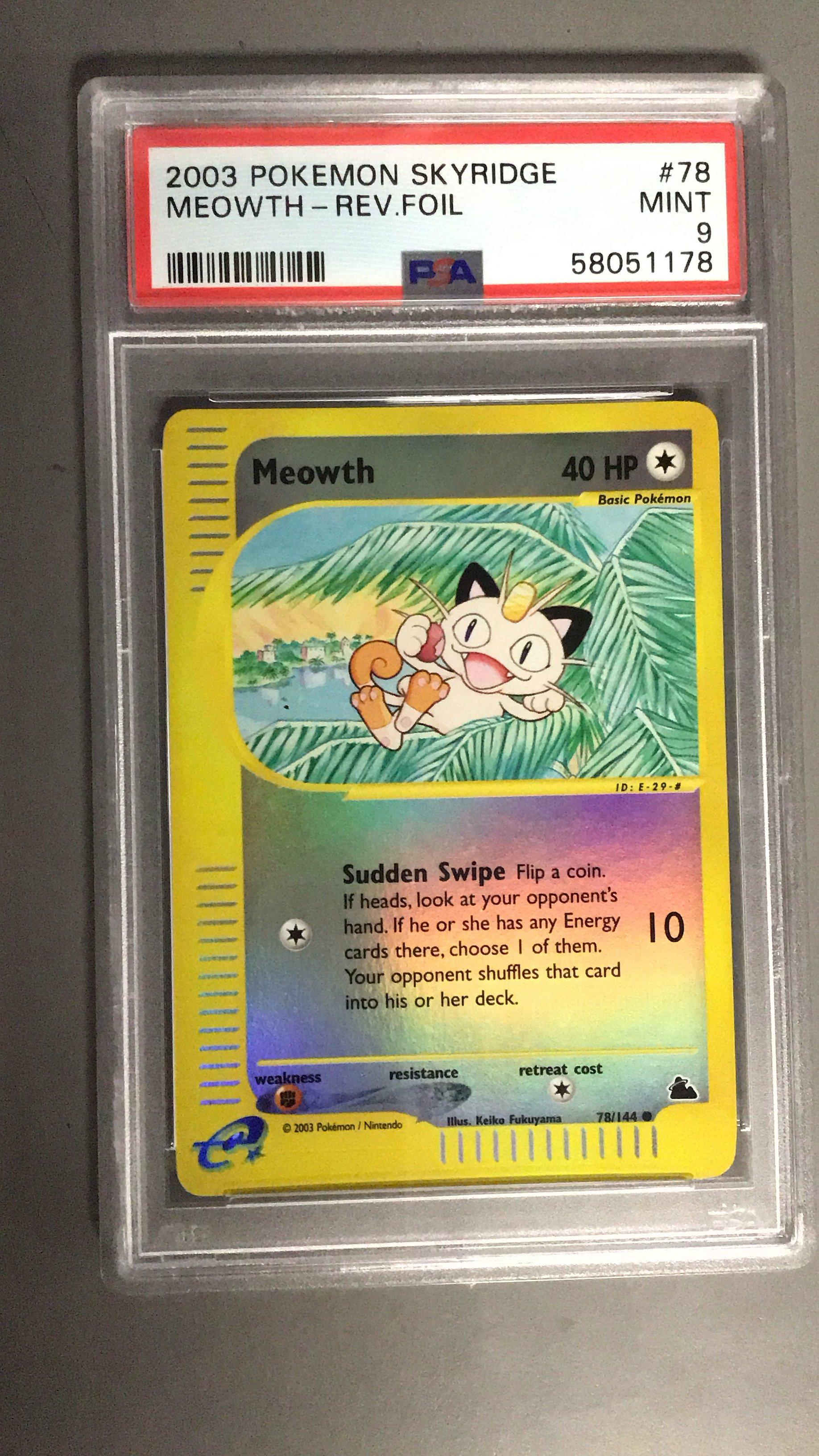 2003 Pokemon Skyridge 78 Meowth-reverse Foil PSA 9 Graded Card