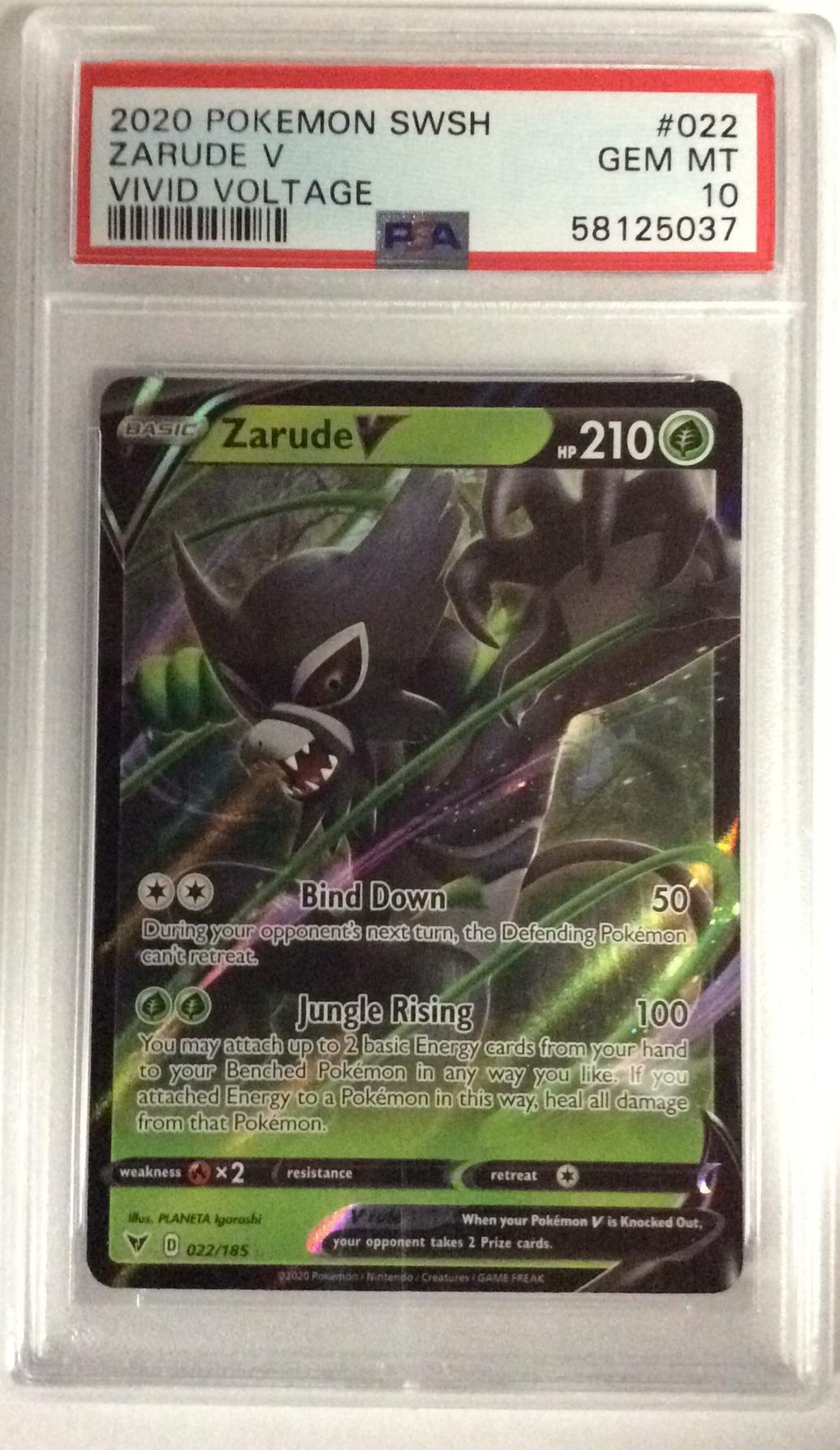 2020 Pokemon Sword & Shield Vivid Voltage 022 Zarude V PSA 10 Graded Card |  GameStop
