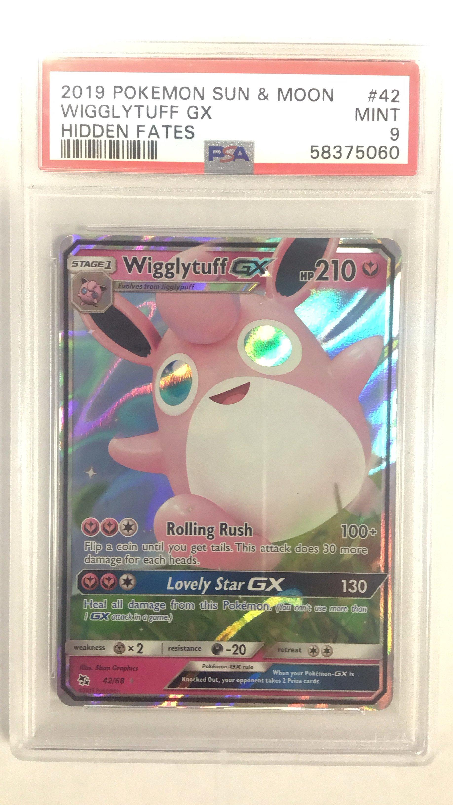 2019 Pokemon Sun & Moon Hidden Fates 42 Wigglytuff Gx PSA 9 Graded