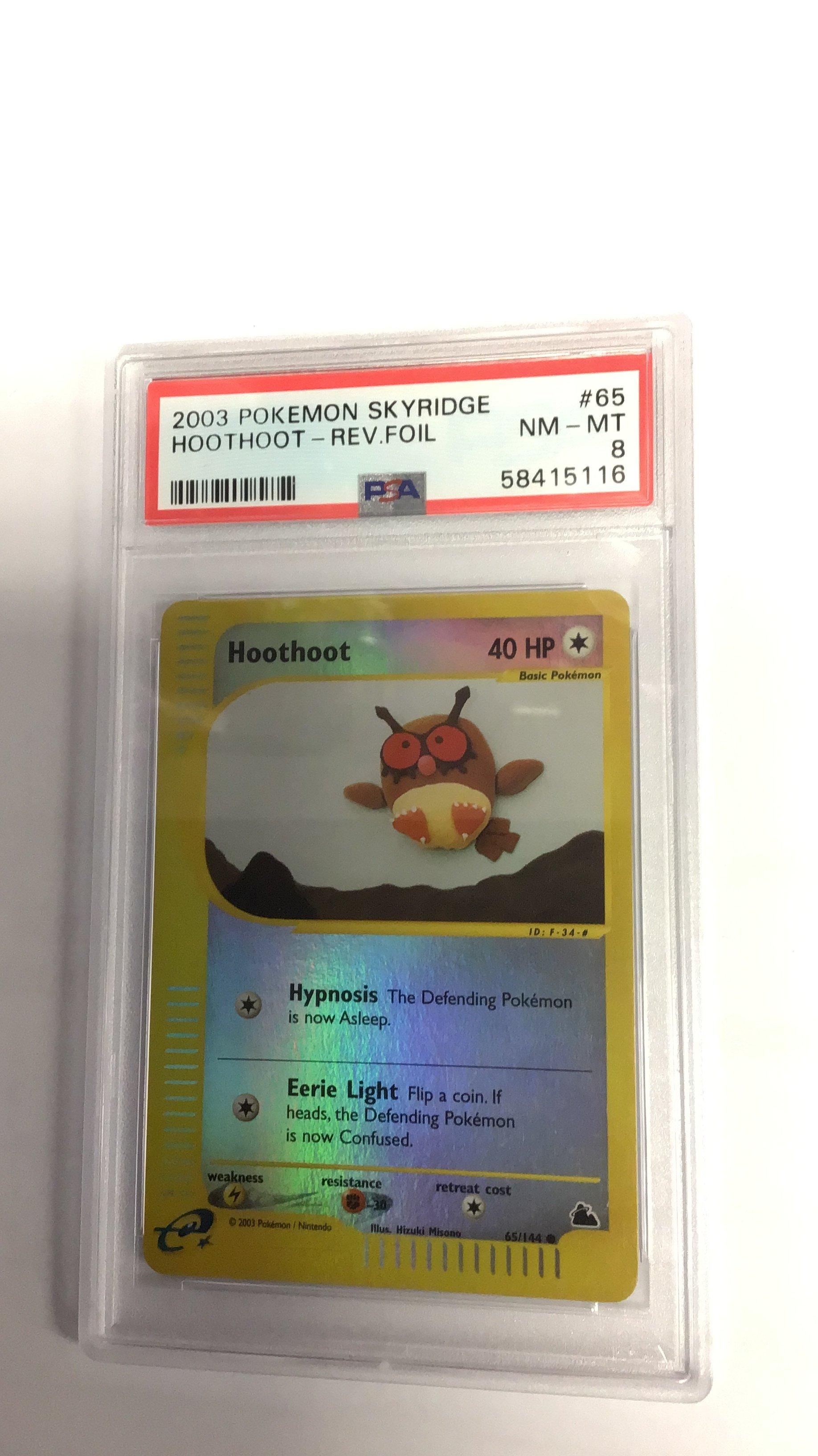 2003 Pokemon Skyridge 65 Hoothoot-reverse Foil PSA 8