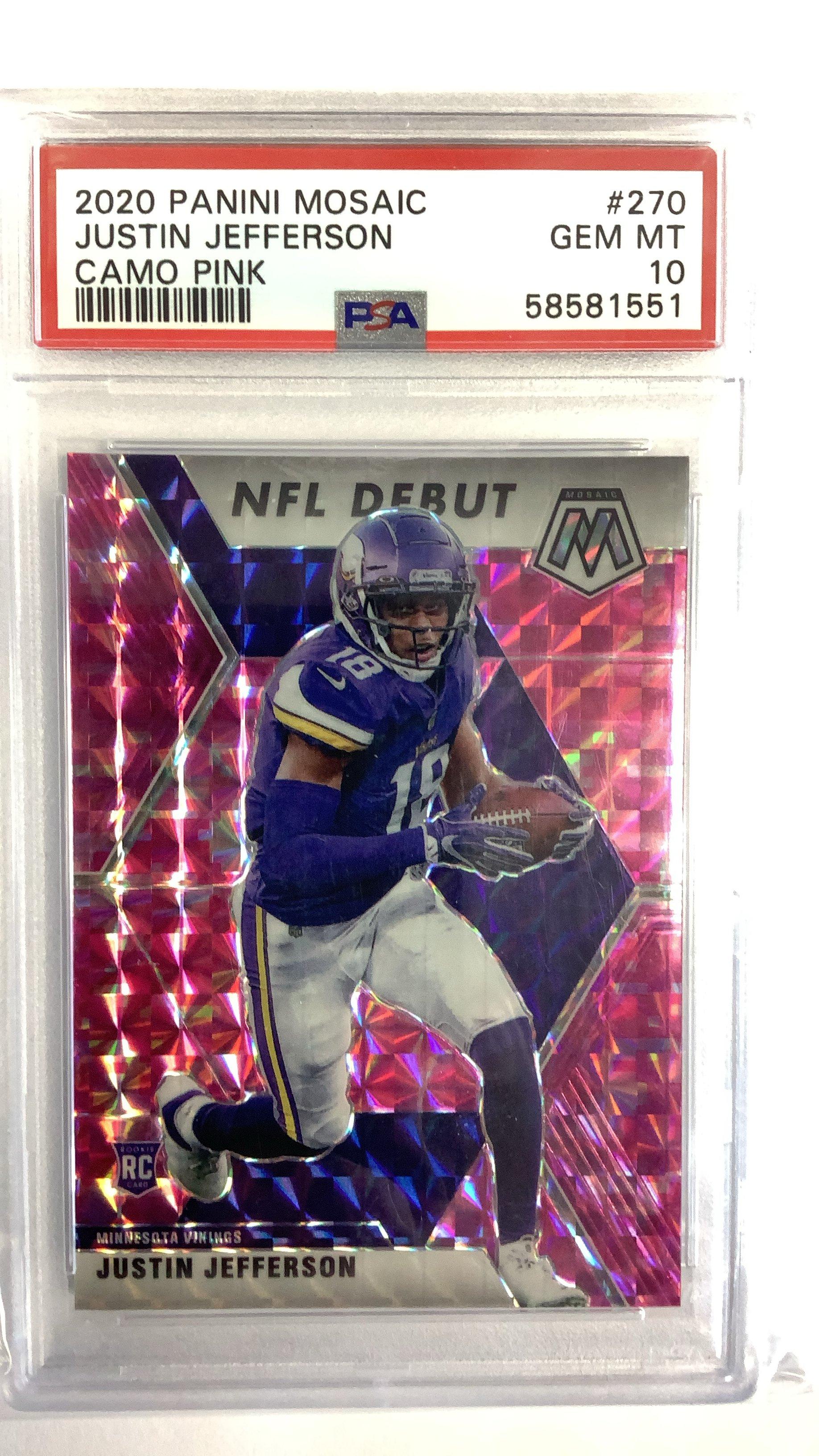 2020 Panini Mosaic 270 Justin Jefferson Camo Pink PSA 10