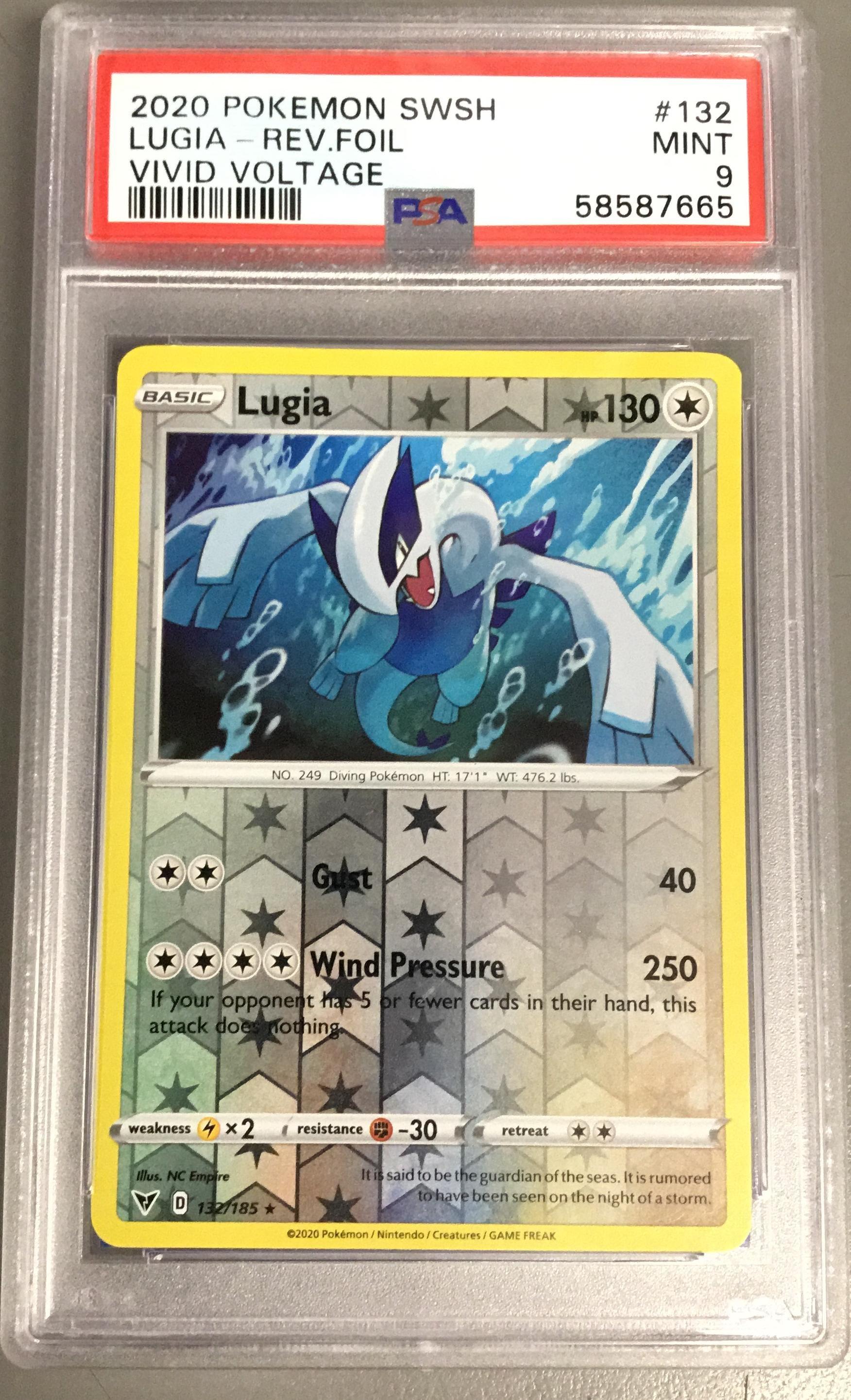 2020 Pokemon Sword & Shield Vivid Voltage 132 Lugia-reverse Foil PSA 9