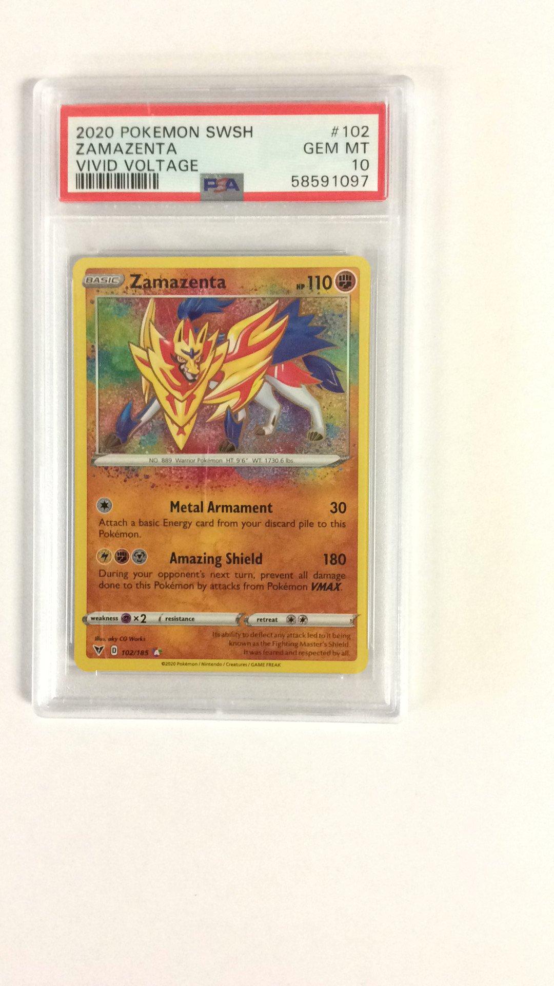 ぽ❕ 2020 Pokemon Sword & Shield Vivid Voltage 102 Zamazenta PSA