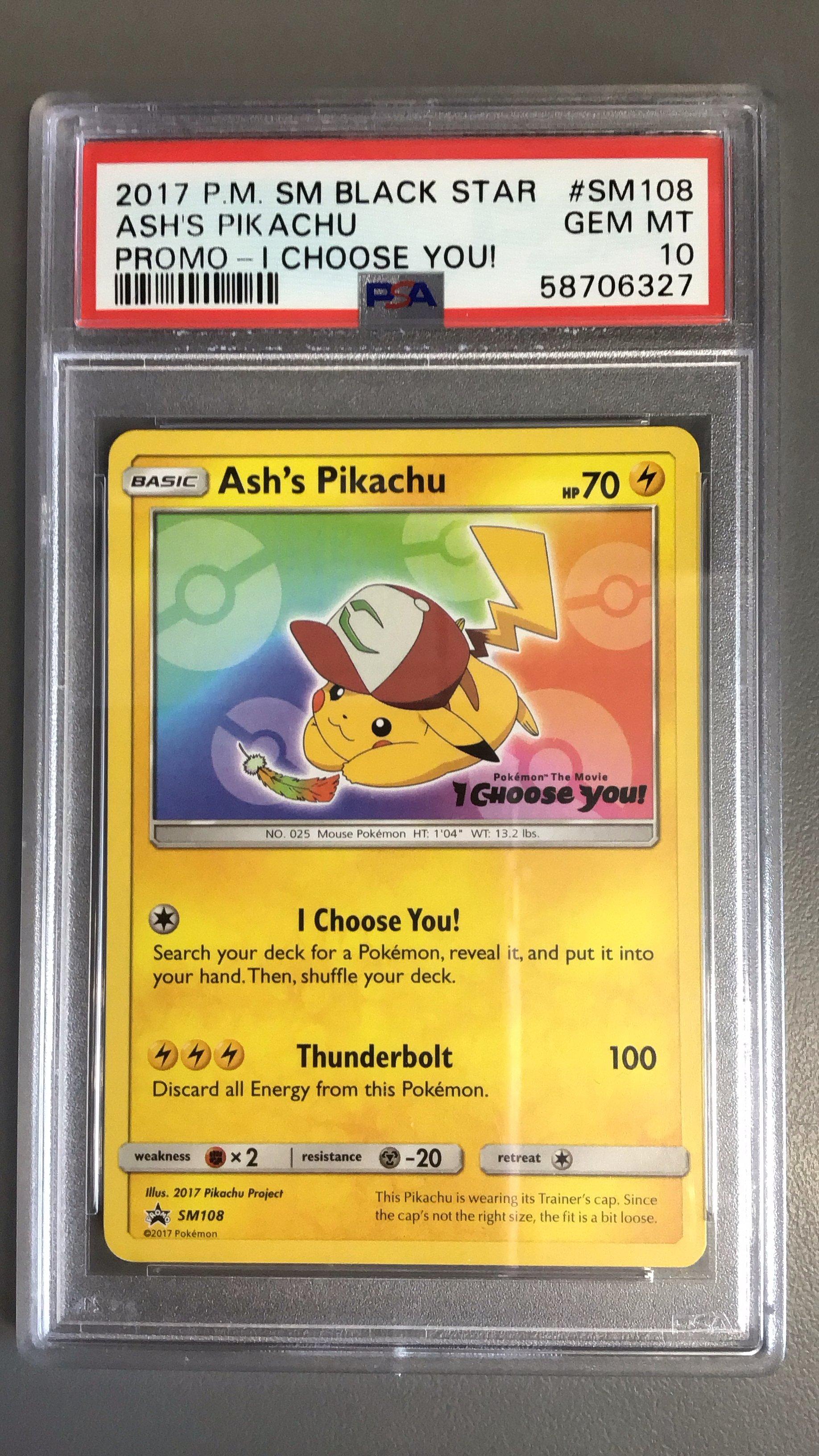 Black Star Ash's Pikachu I Choose You! SM108 PSA 10 Pokemon graded card