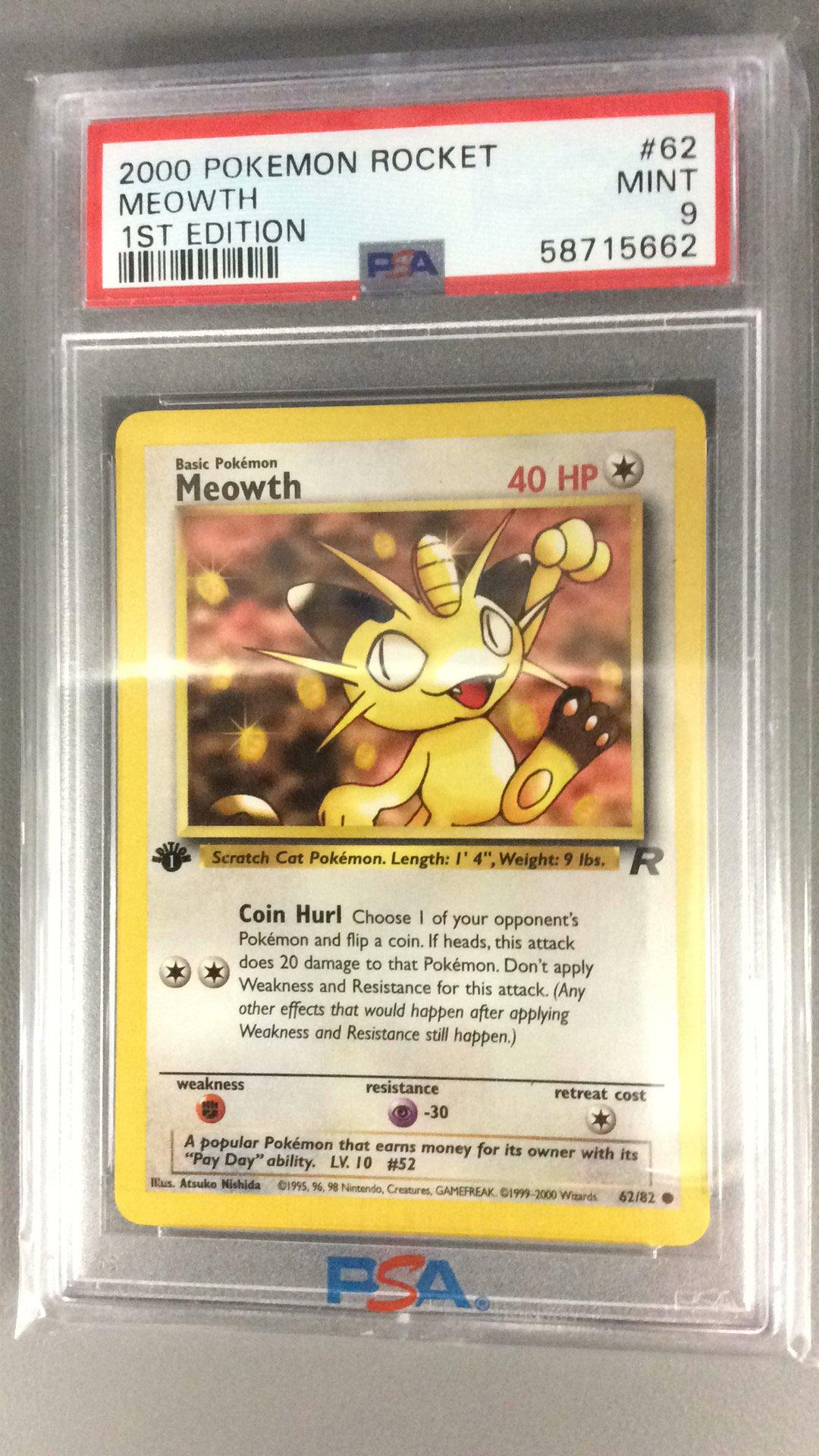 2000 Pokemon Rocket 62 Meowth PSA 9