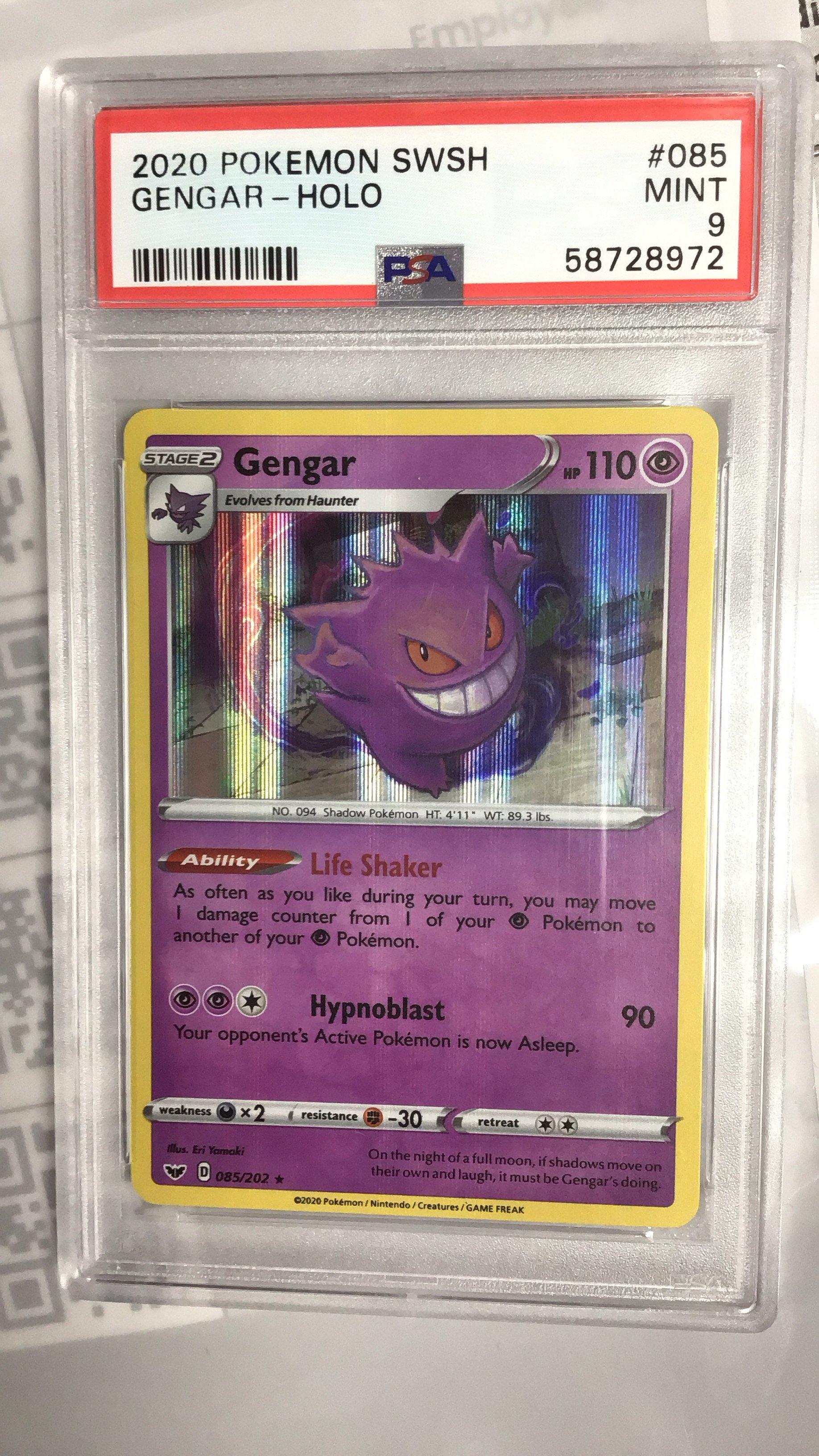 2020 Pokemon Sword & Shield 085 Gengar-holo PSA 9 Graded Card