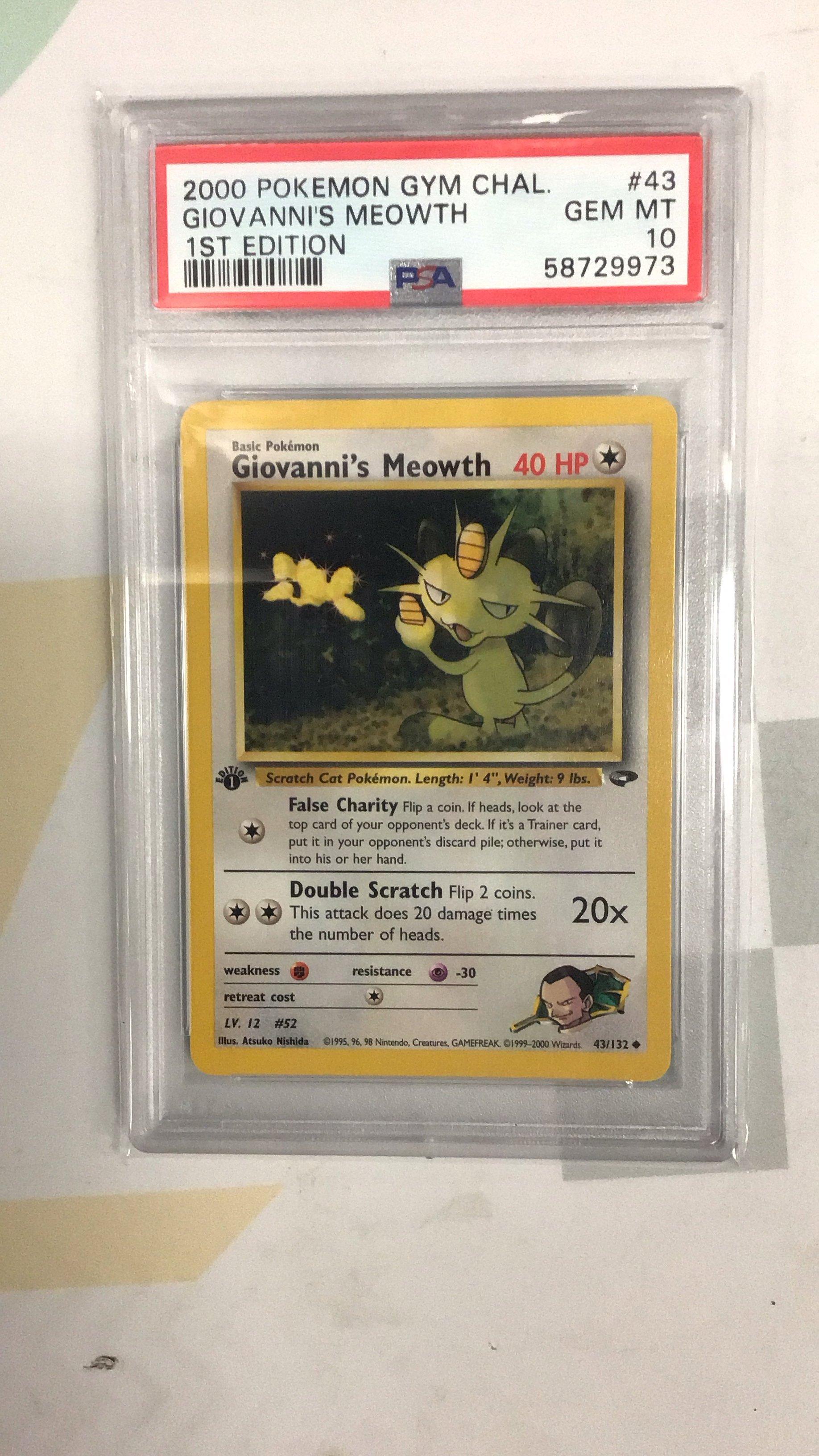 2000 Pokemon Gym Challenge 43 Giovanni's Meowth 1st Edition PSA 10