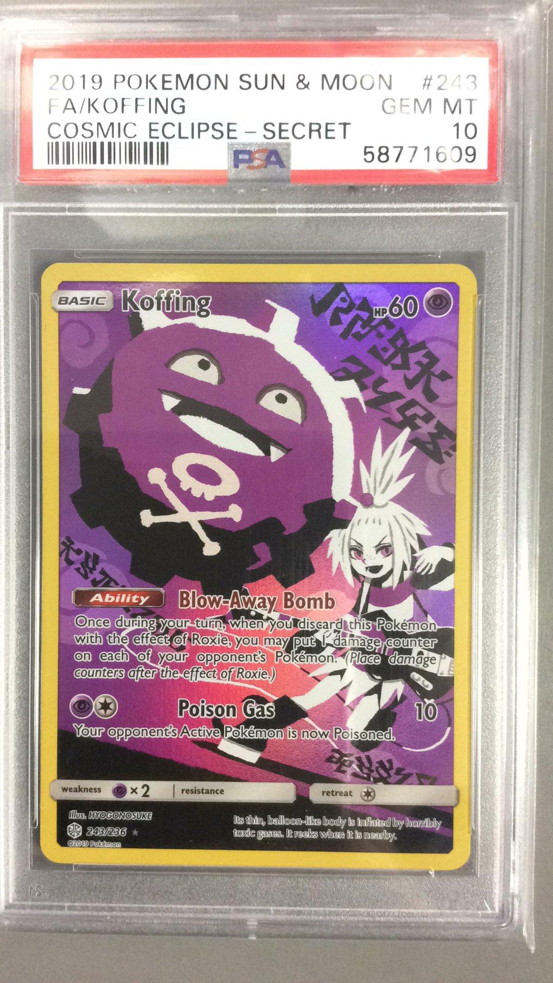 2019 Pokemon Sun & Moon Cosmic Eclipse 243 Full Art/koffing Secret