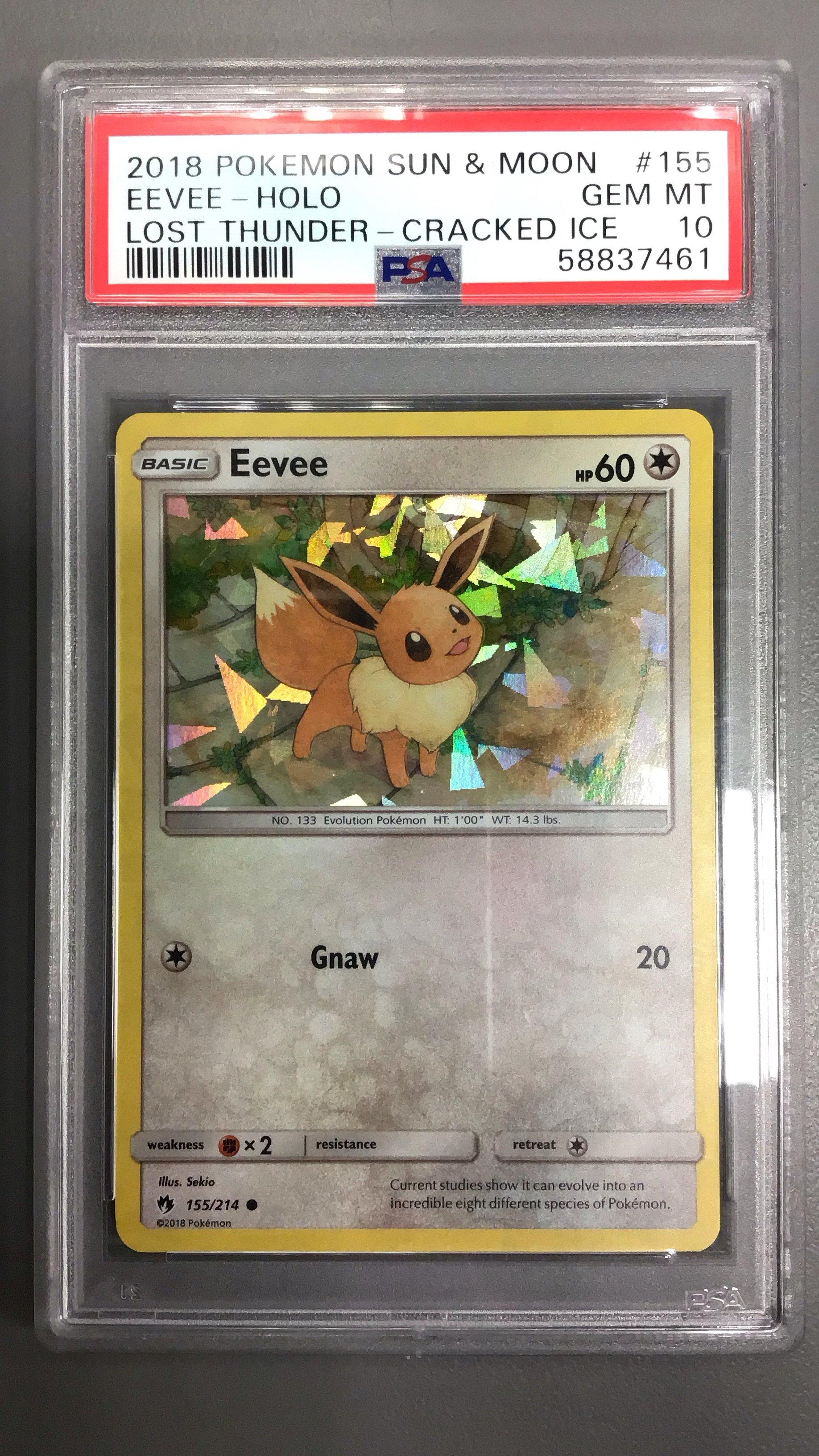2018 Pokemon Sun & Moon Lost Thunder 155 Eevee-holo Cracked Ice