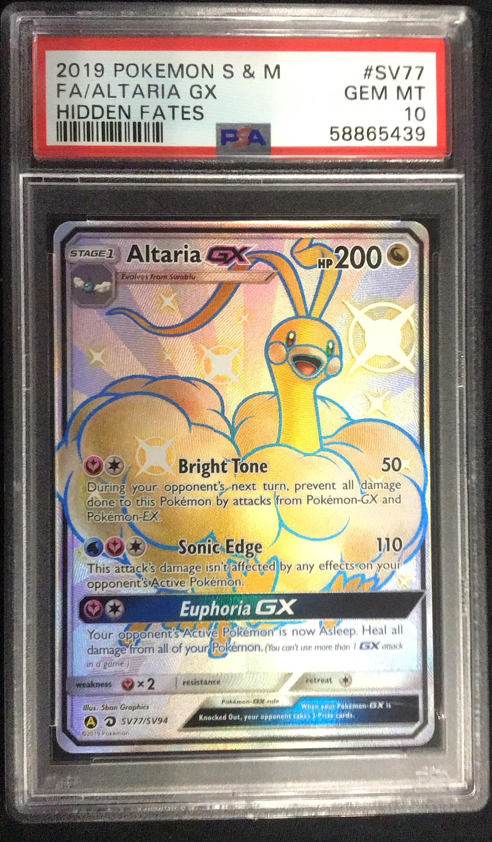 2019 Pokemon Sun & Moon Hidden Fates #SV77 Full Art/altaria Gx PSA 10 -  The Pokemon Company International