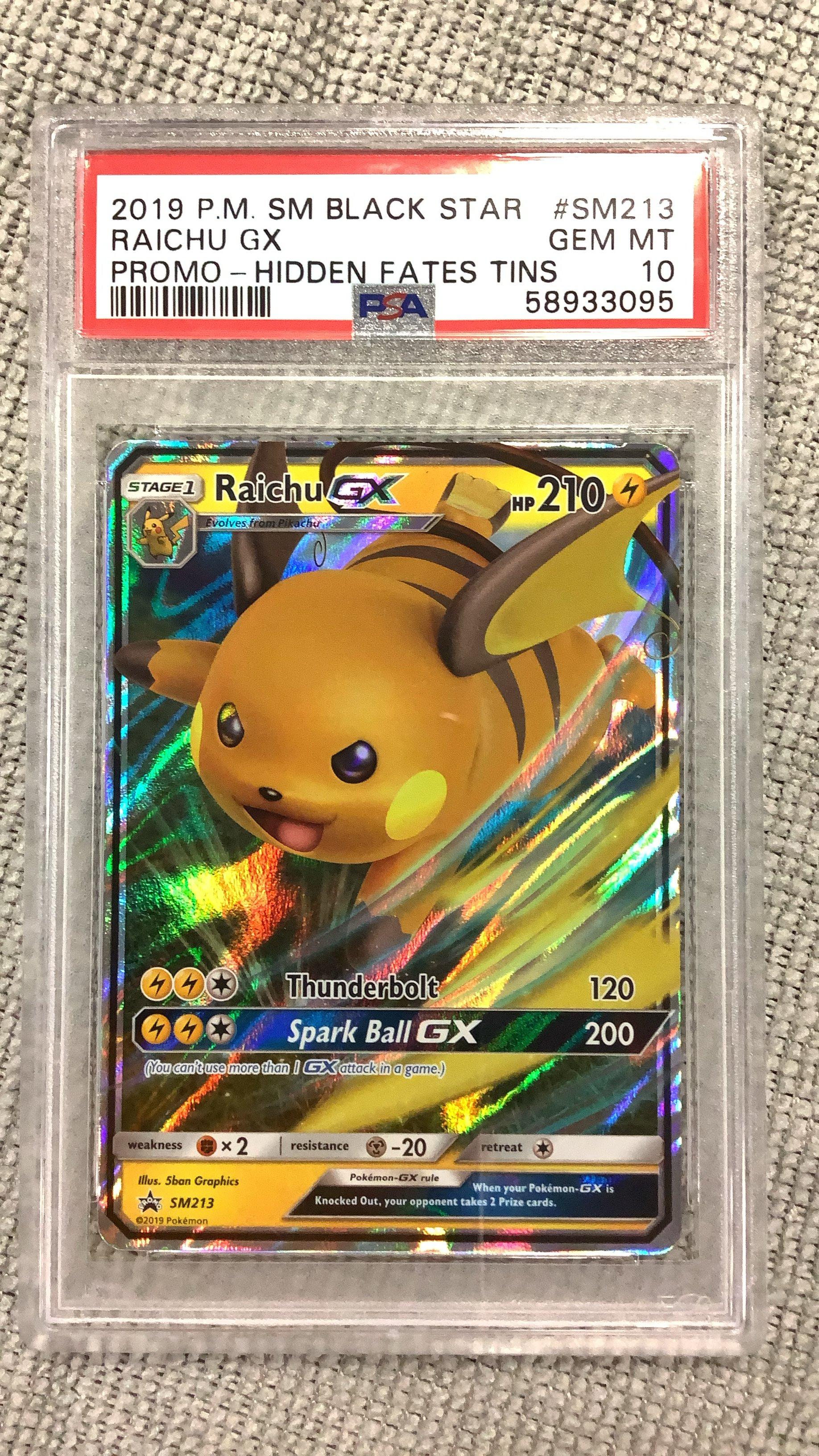 2019 Pokemon Sm Black Star Promo Sm213 Raichu Gx Hidden Fates Tins