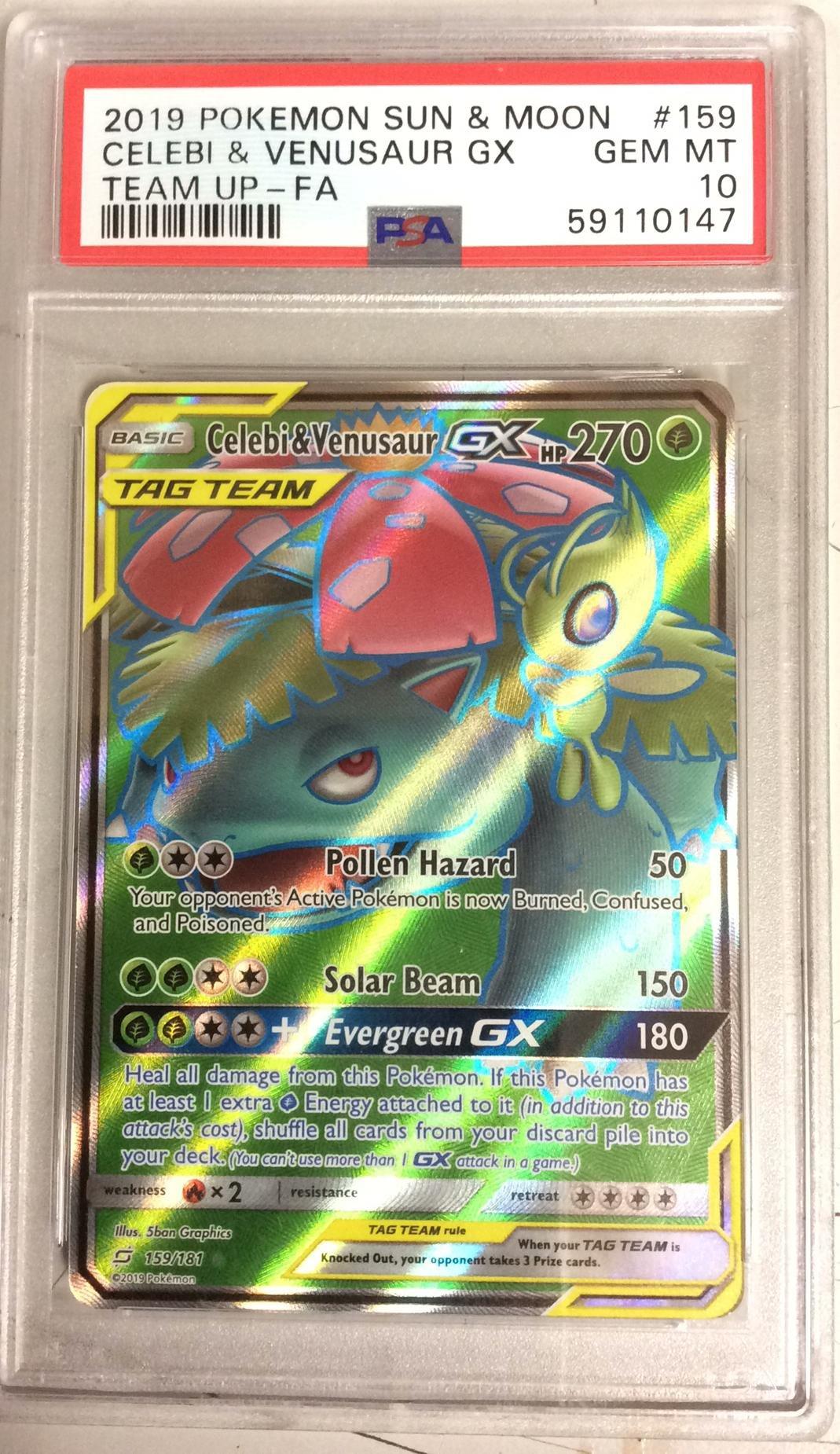 2019 Pokemon Sun & Moon Team Up 159 Full Art/celebi & Venusaur Gx