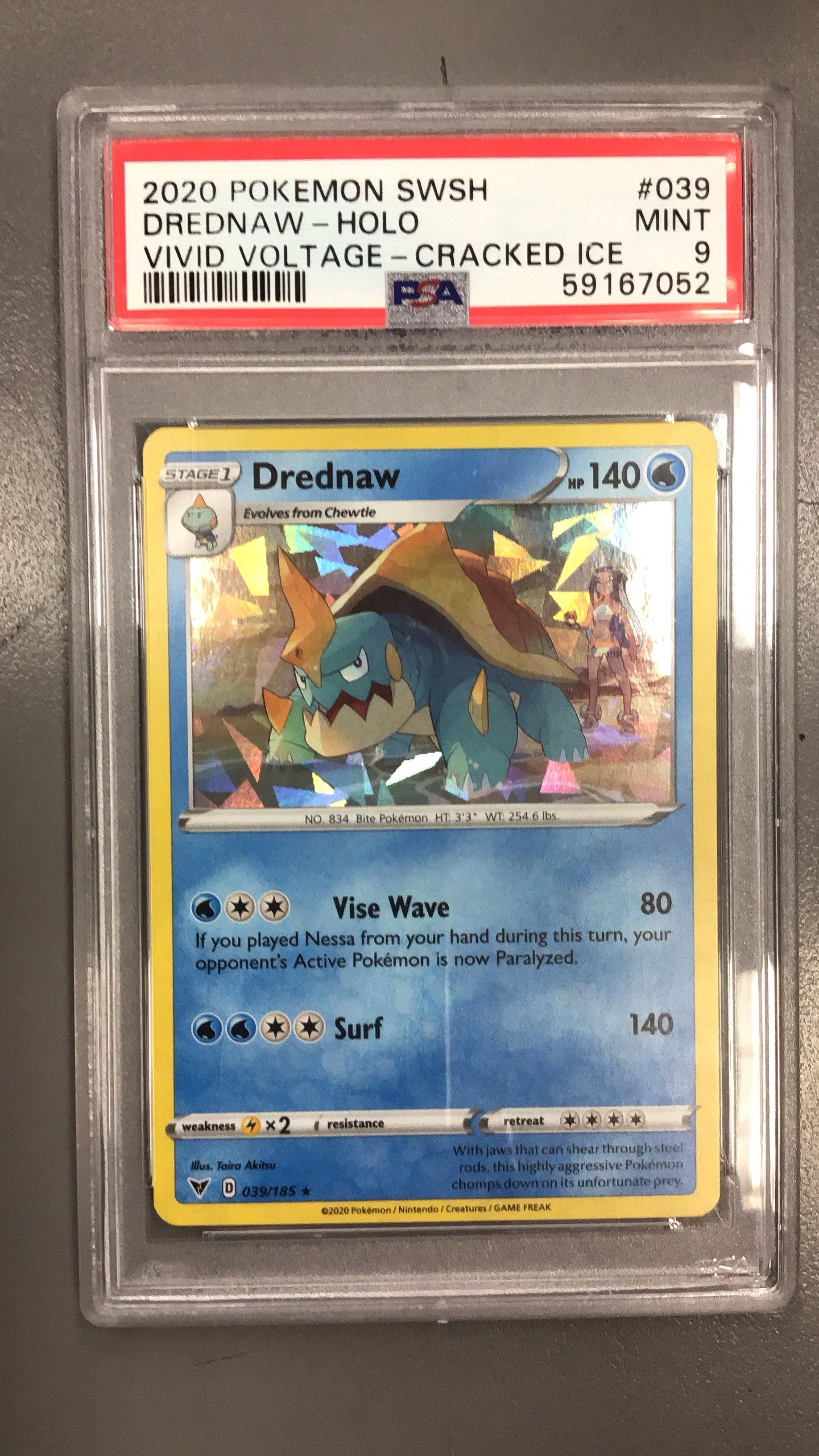 2020 Pokemon Sword & Shield Vivid Voltage 039 Drednaw-holo Cracked Ice PSA 9