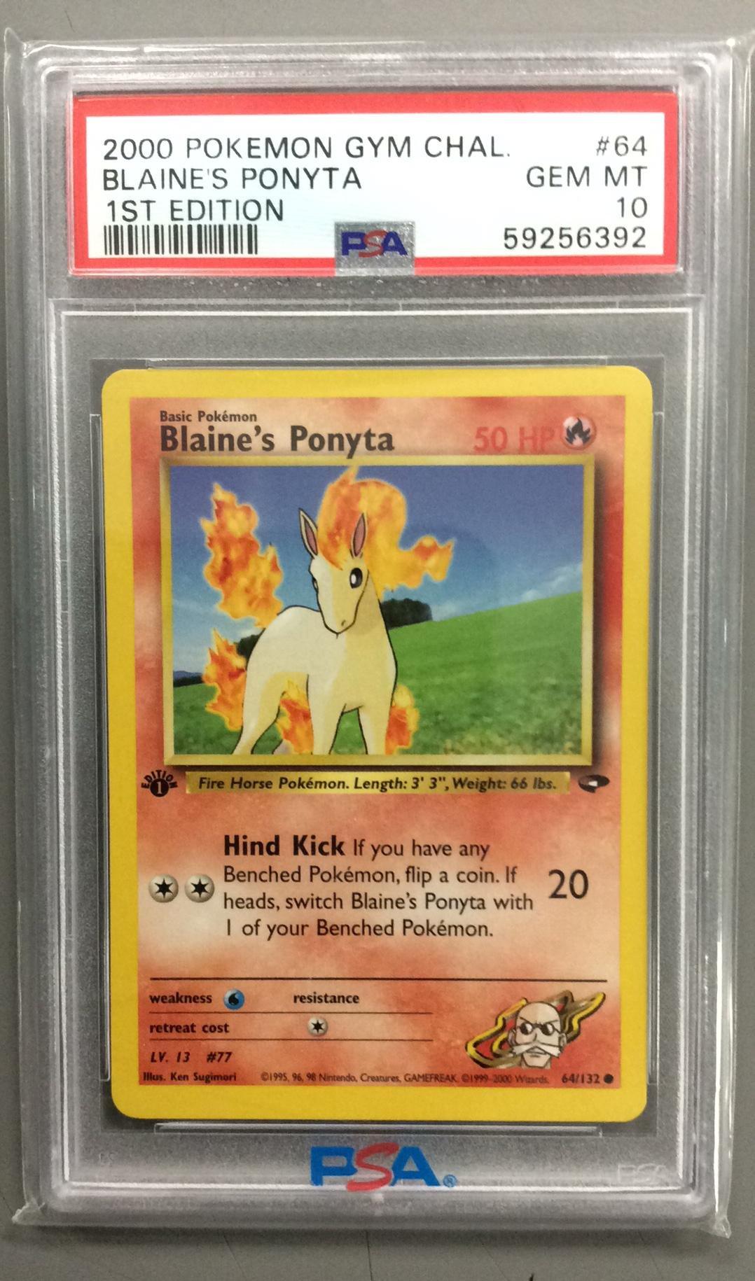 2000 Pokemon Gym Challenge 64 Blaine's Ponyta 1st Edition PSA 10