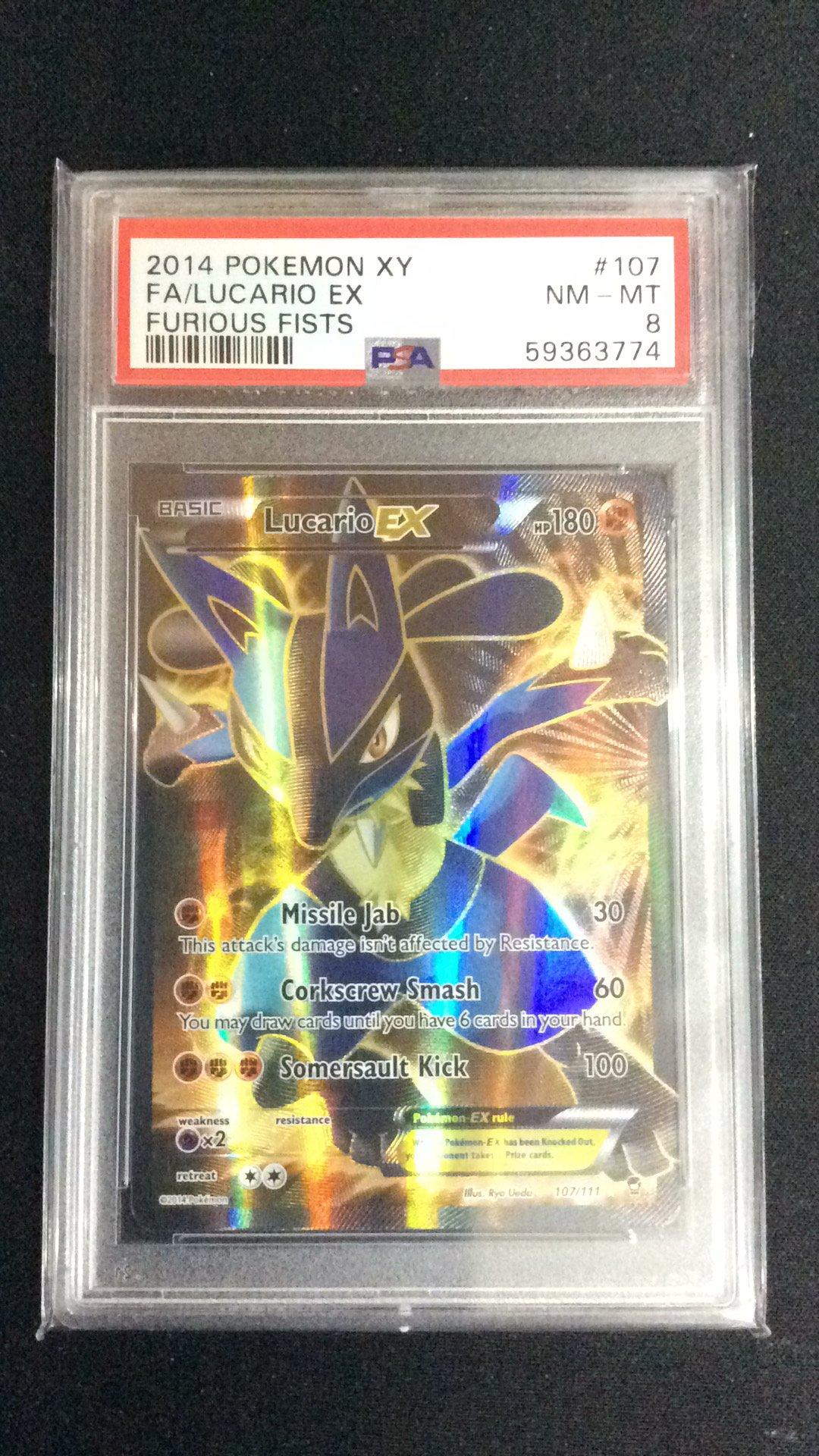 2014 Pokemon Xy Furious Fists 107 Full Art/lucario Ex PSA 8 Graded