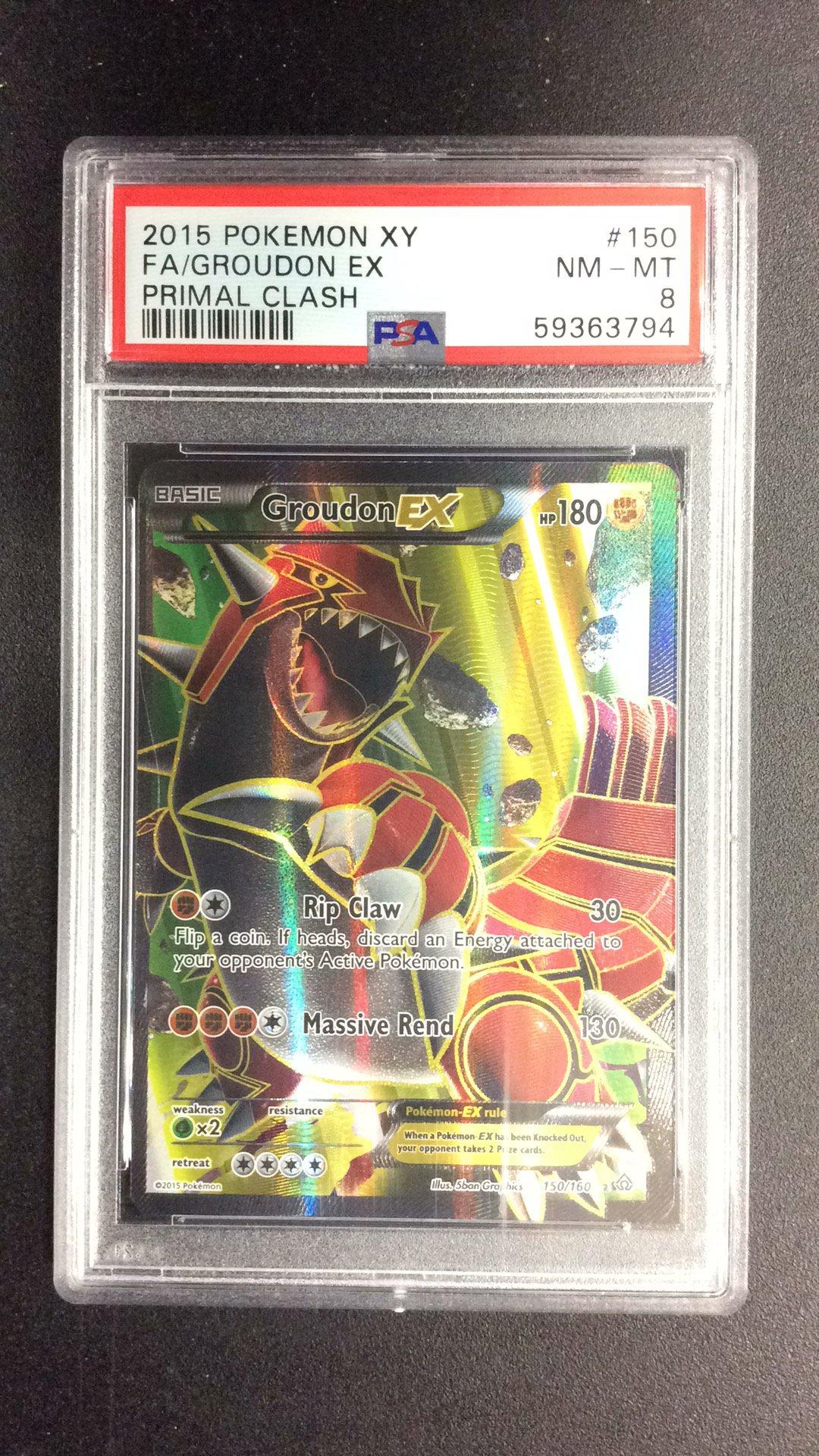 2015 Pokemon Xy Primal Clash 150 Full Art/groudon Ex PSA 8