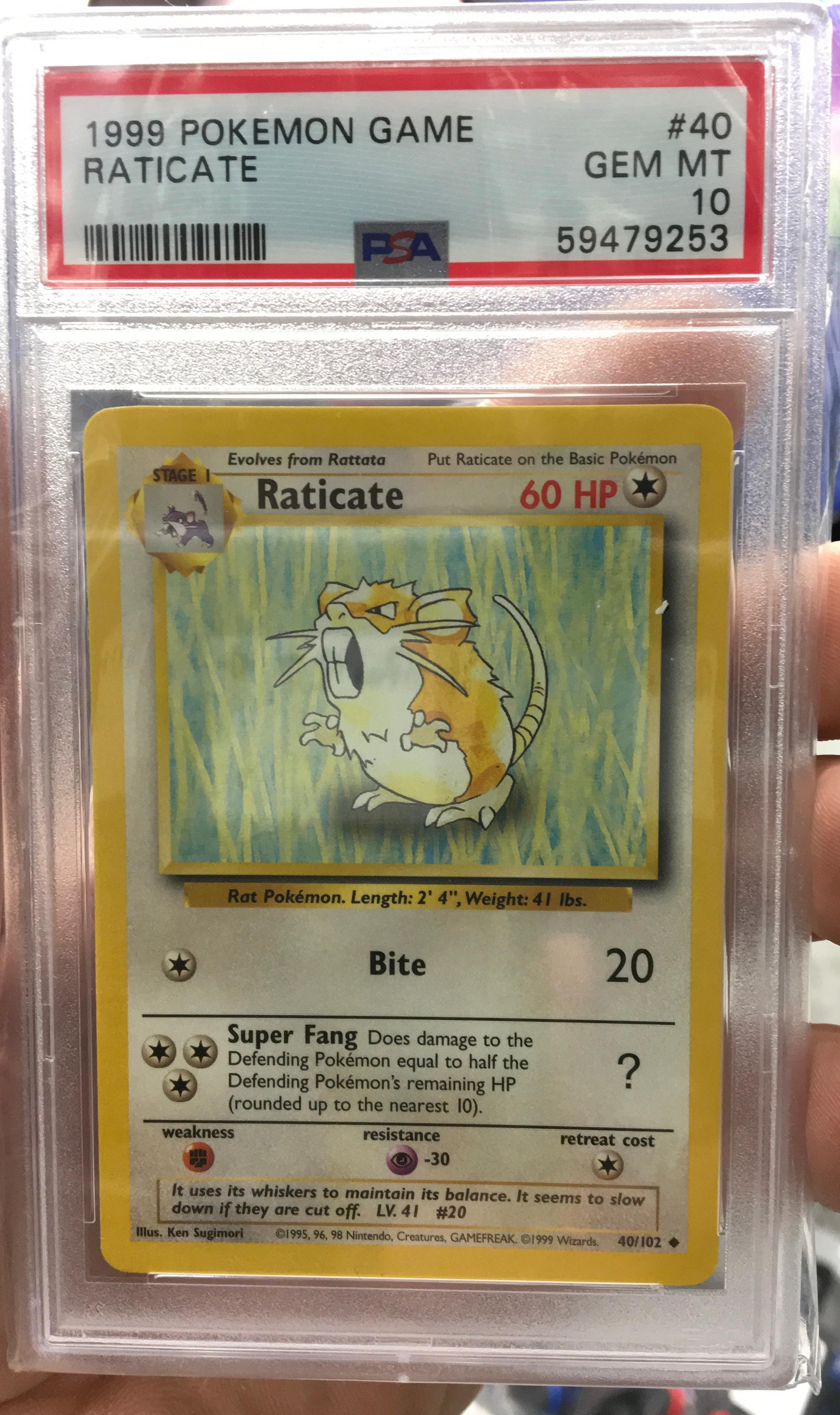 1999 Pokemon Game 40 Raticate PSA 10 | GameStop