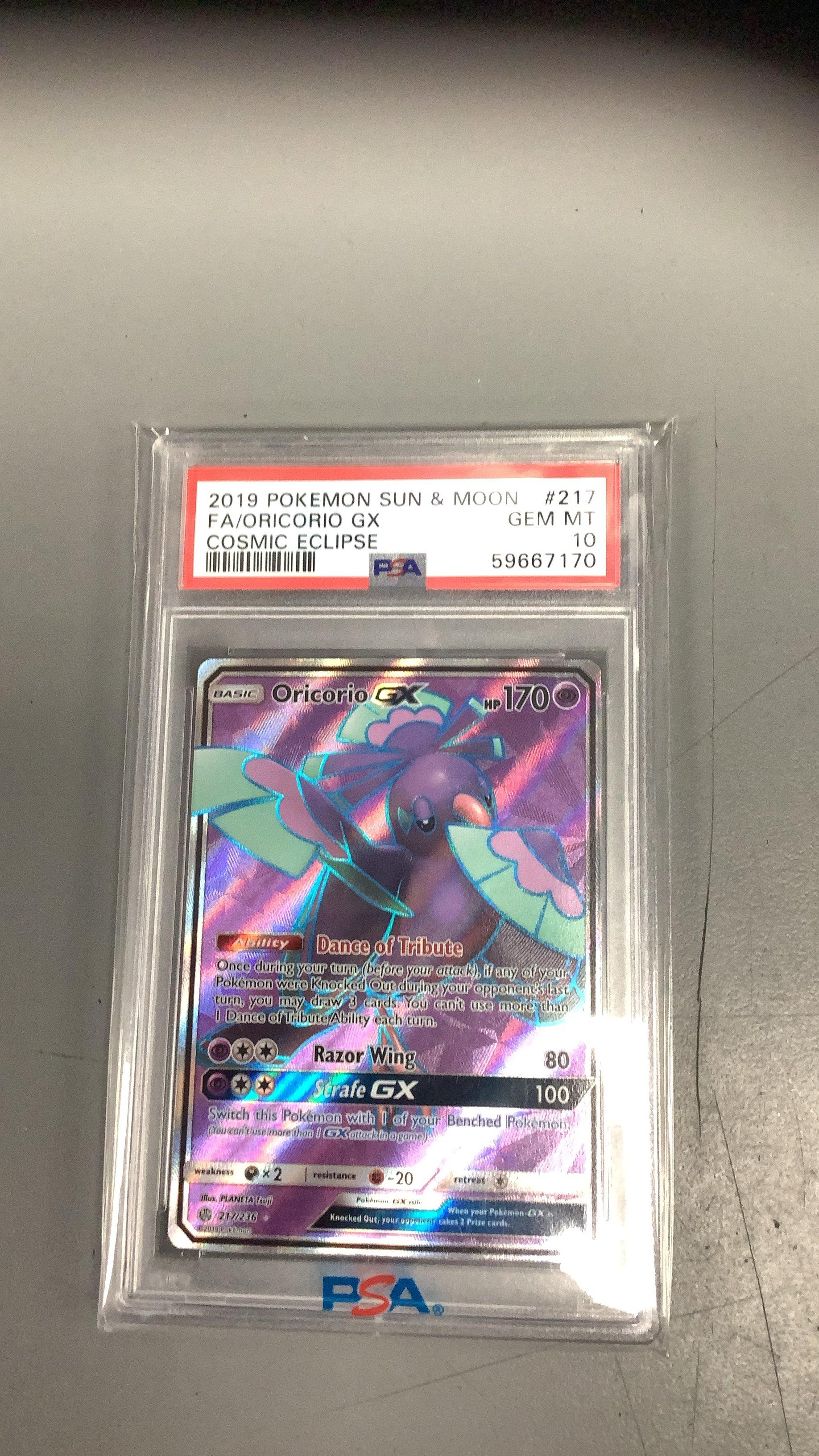 2019 Pokemon Sun & Moon Cosmic Eclipse 217 Full Art/oricorio Gx PSA 10