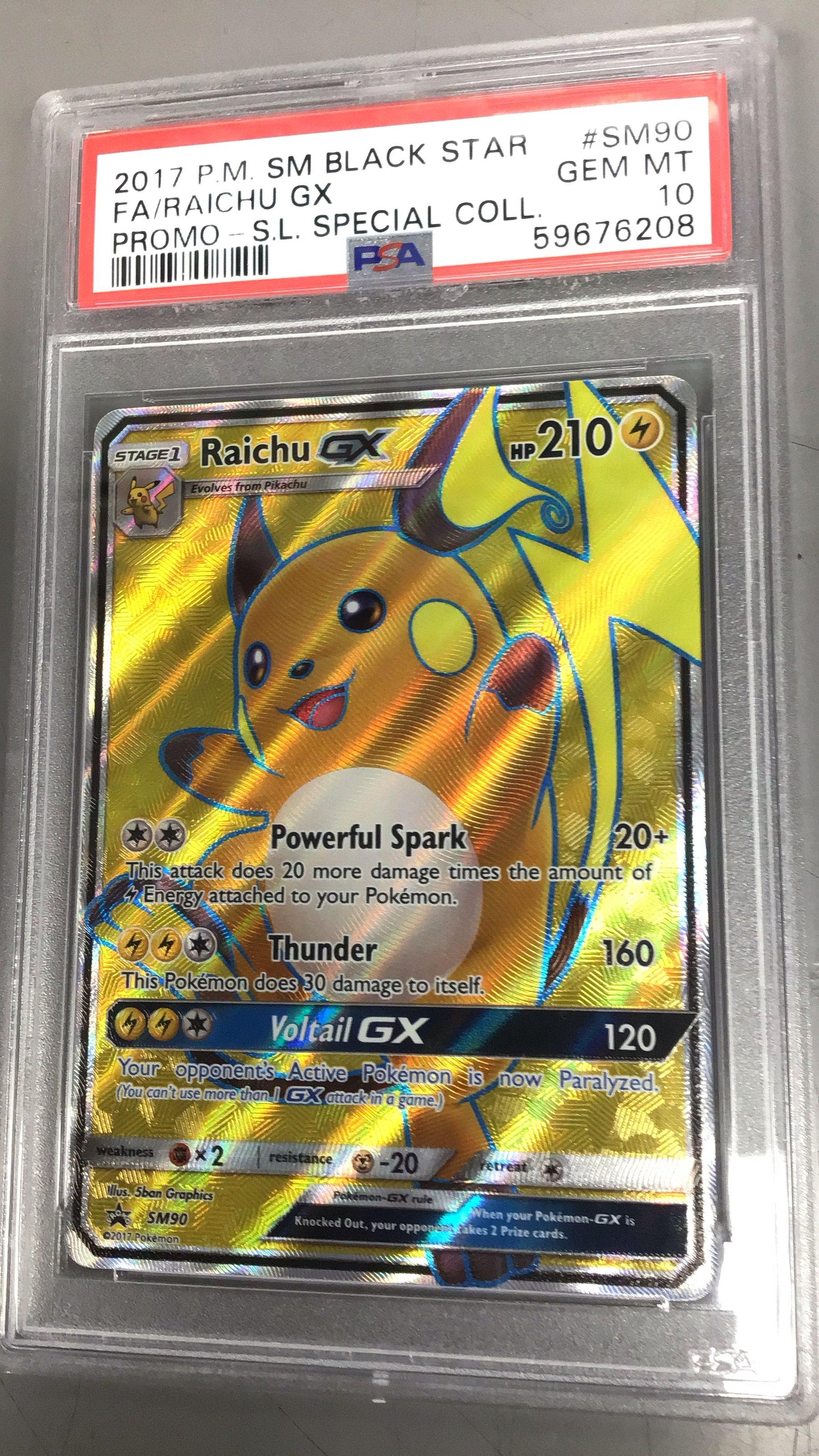 2017 Pokemon Sm Black Star Promo Sm90 Full Art/raichu Gx Shining Legends Special Collection PSA