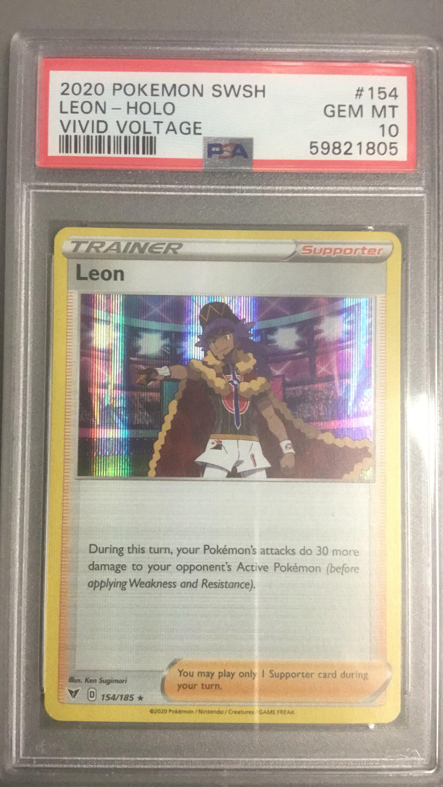 2020 Pokemon Sword & Shield Vivid Voltage 154 Leon-holo PSA 10