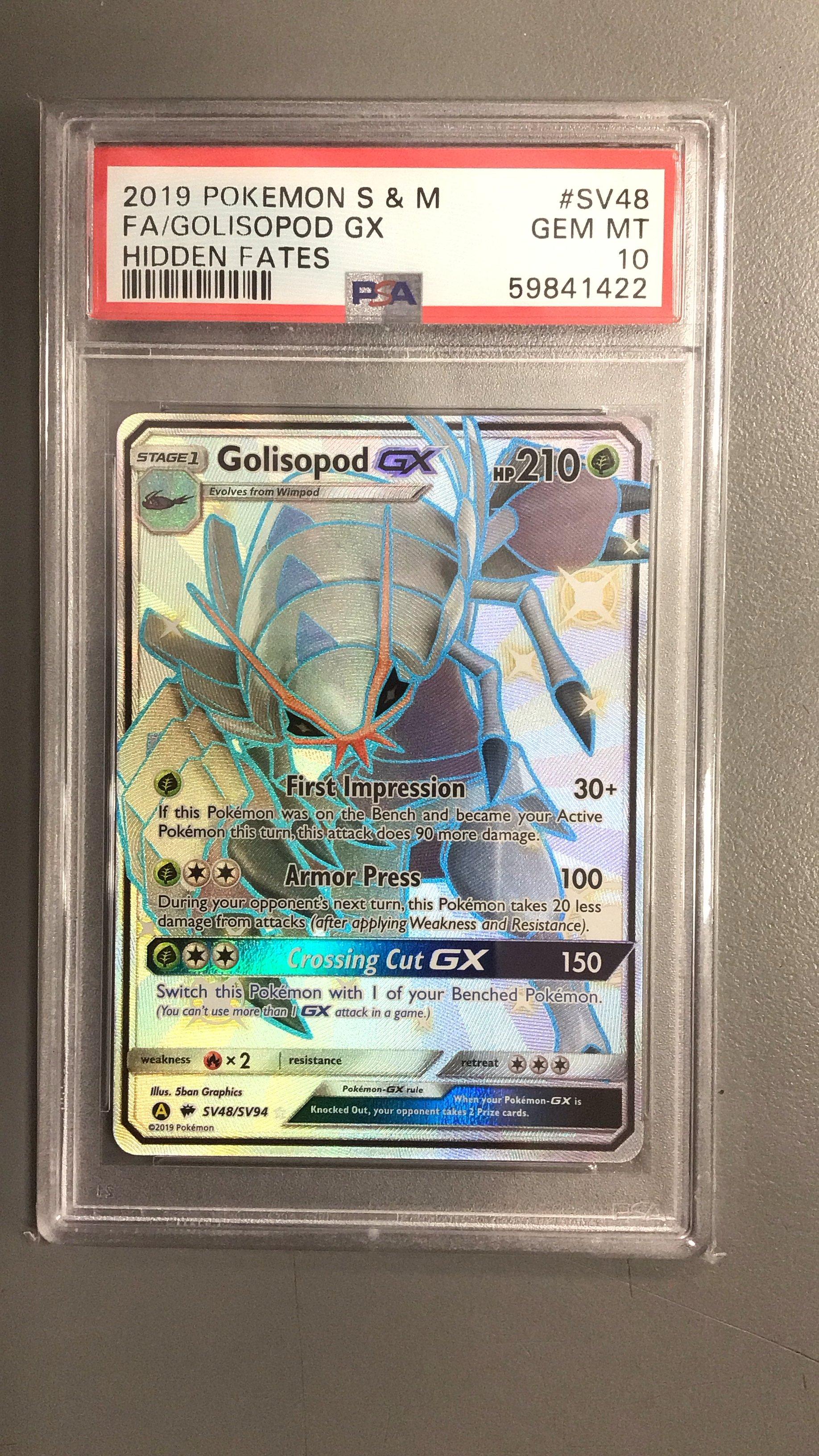 ★18782★ 2019 Pokemon Sun & Moon Hidden Fates Sv48 Full Art/golisopod Gx