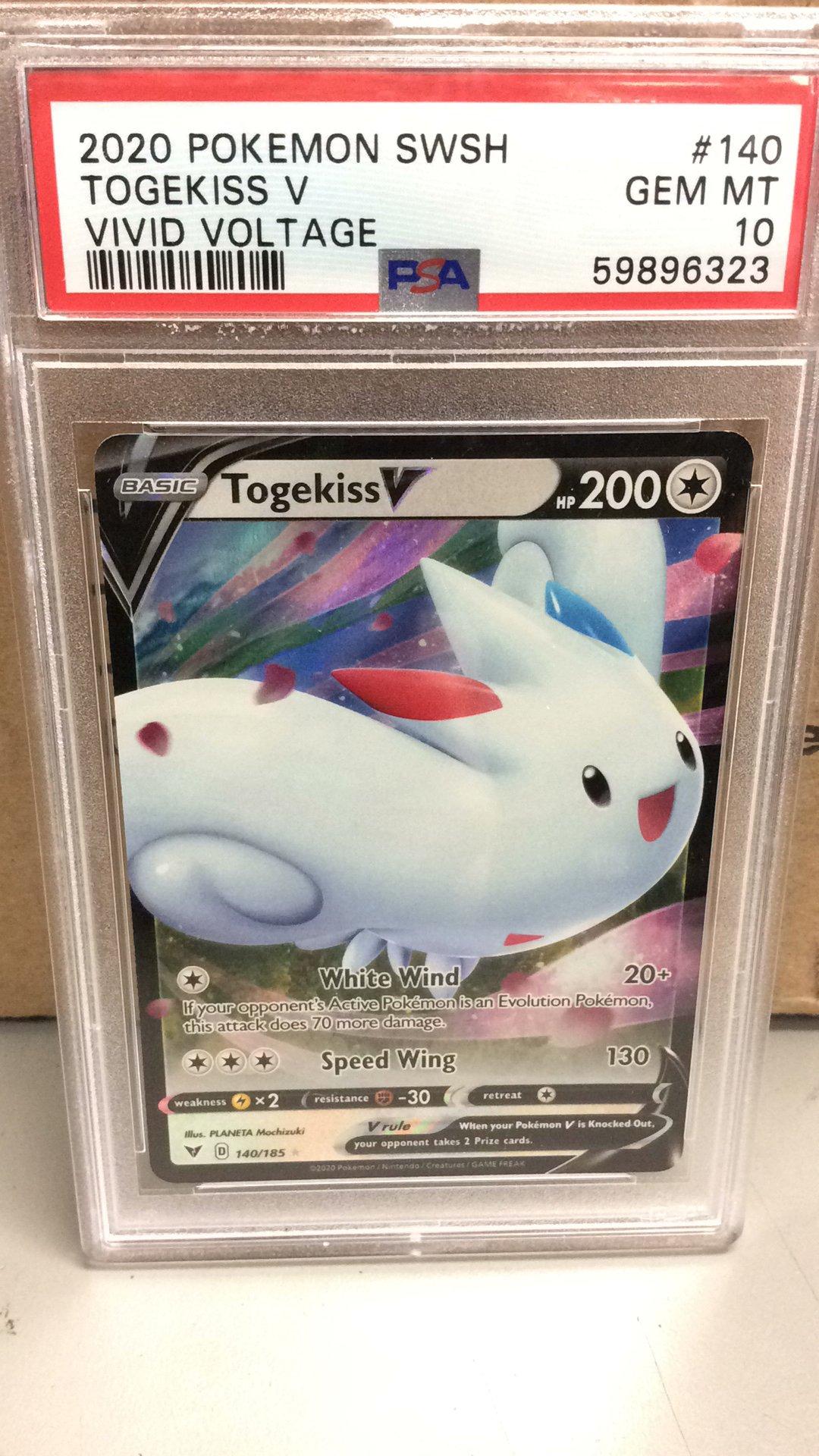2020 Pokemon Sword & Shield Vivid Voltage 140 Togekiss V PSA 10