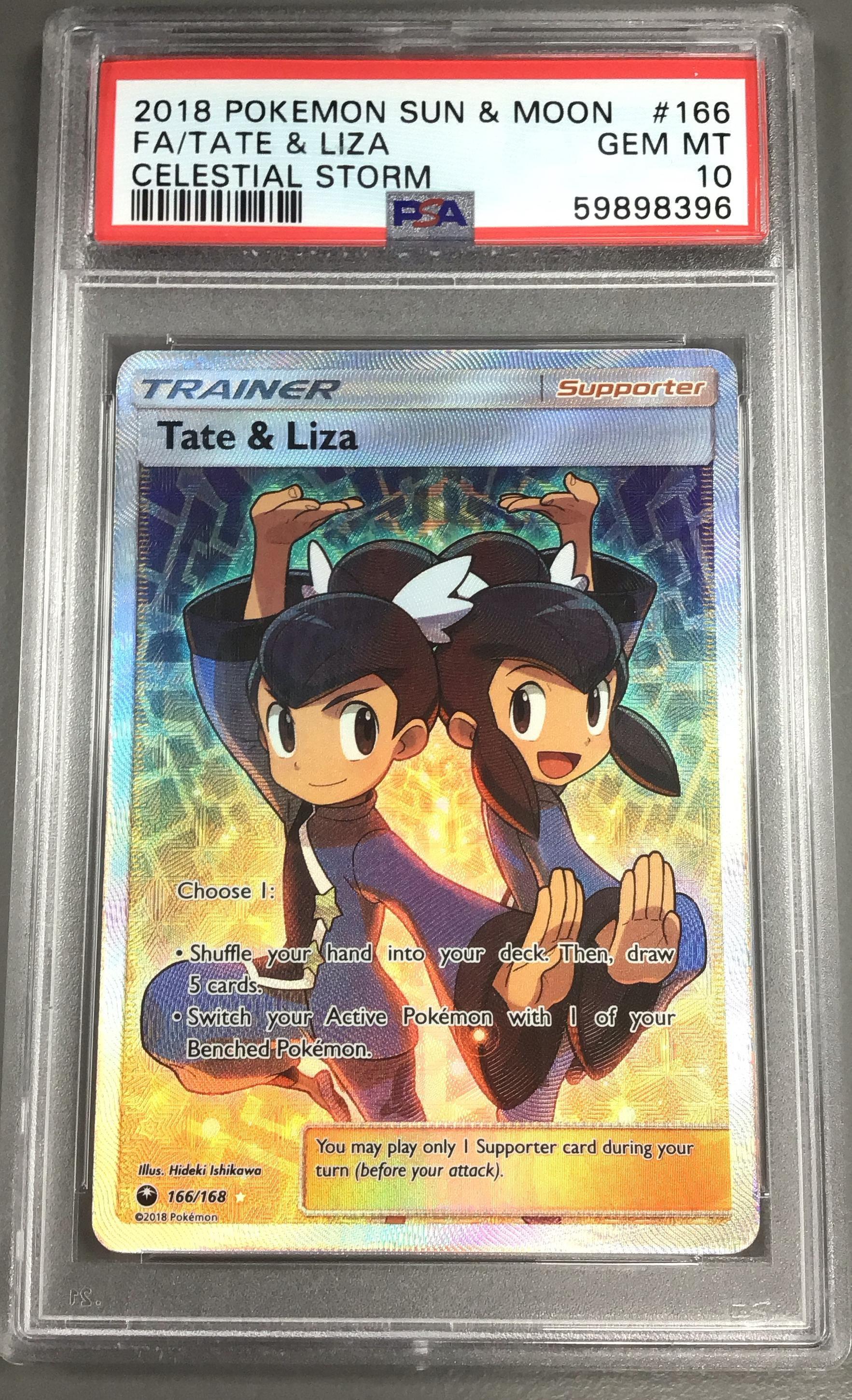 2018 Pokemon Sun & Moon Celestial Storm 166 Full Art/tate & Liza PSA 10