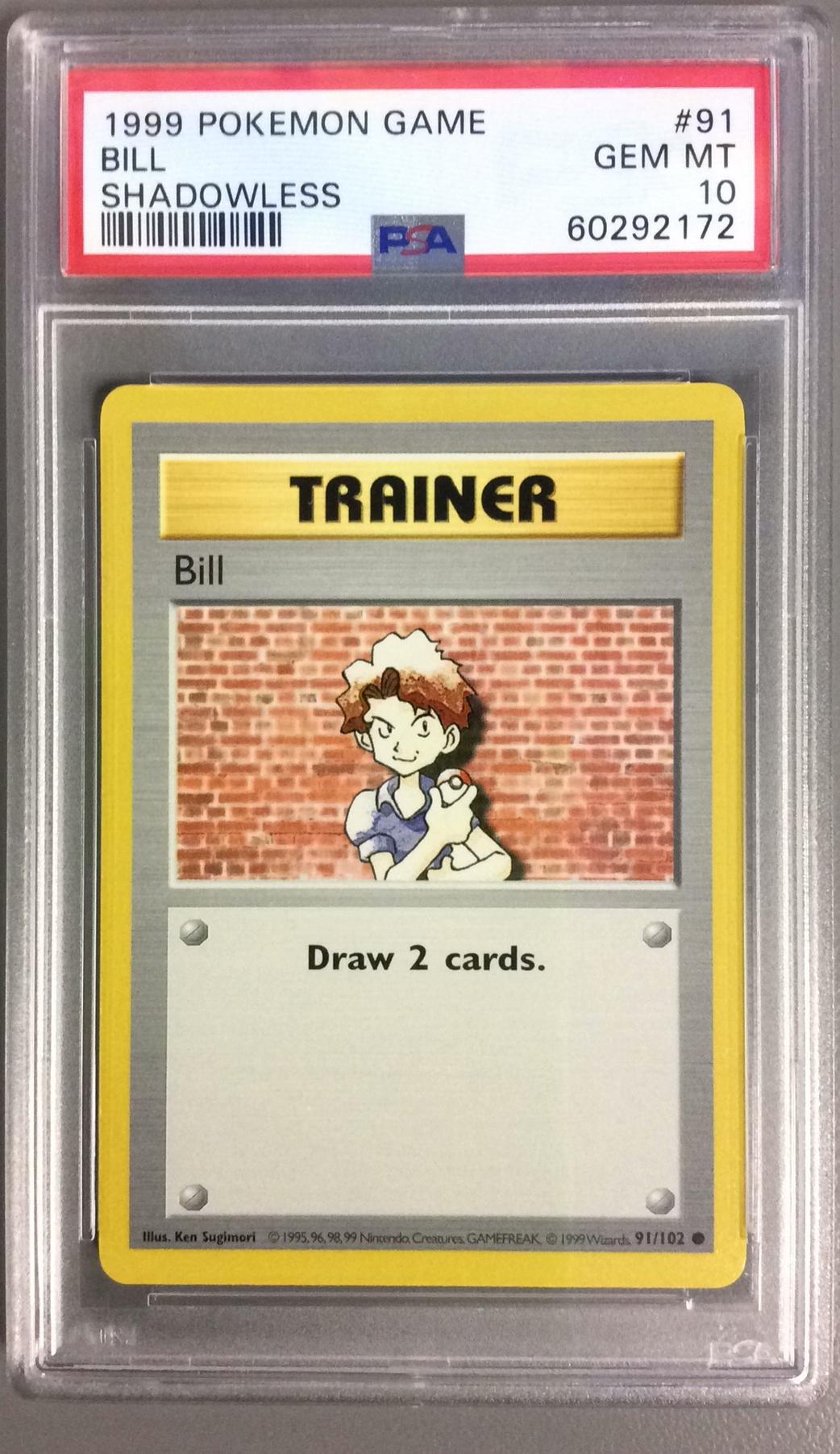 1999 Pokemon Game 91 Bill Shadowless PSA 10