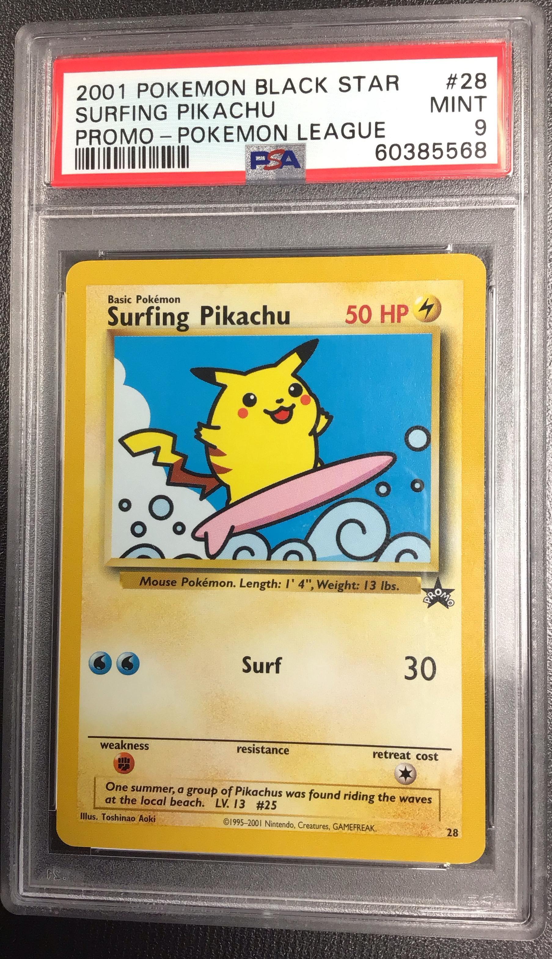 2001 Pokemon Promo Black Star 28 Surfing Pikachu Pokemon League