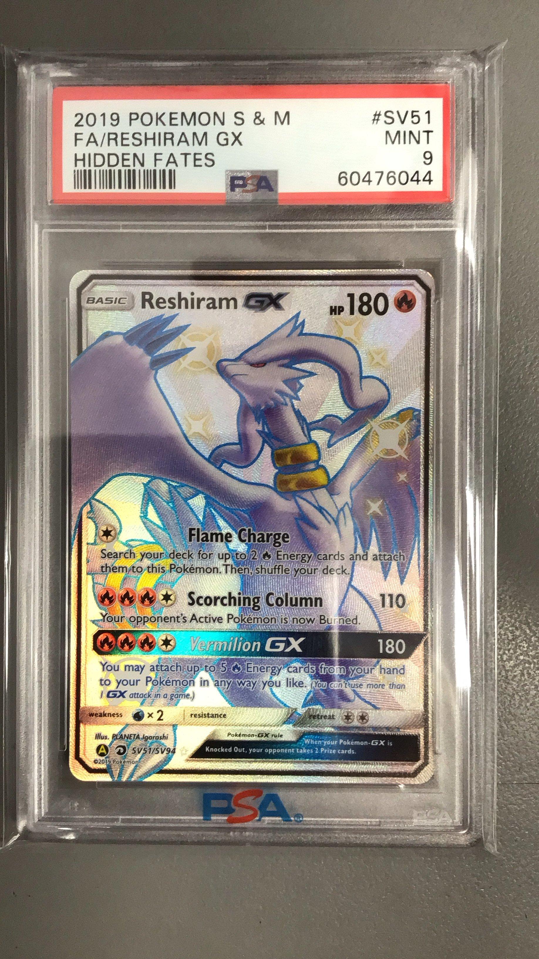 2019 Pokemon Sun & Moon Hidden Fates Sv51 Fa/reshiram Gx PSA 9