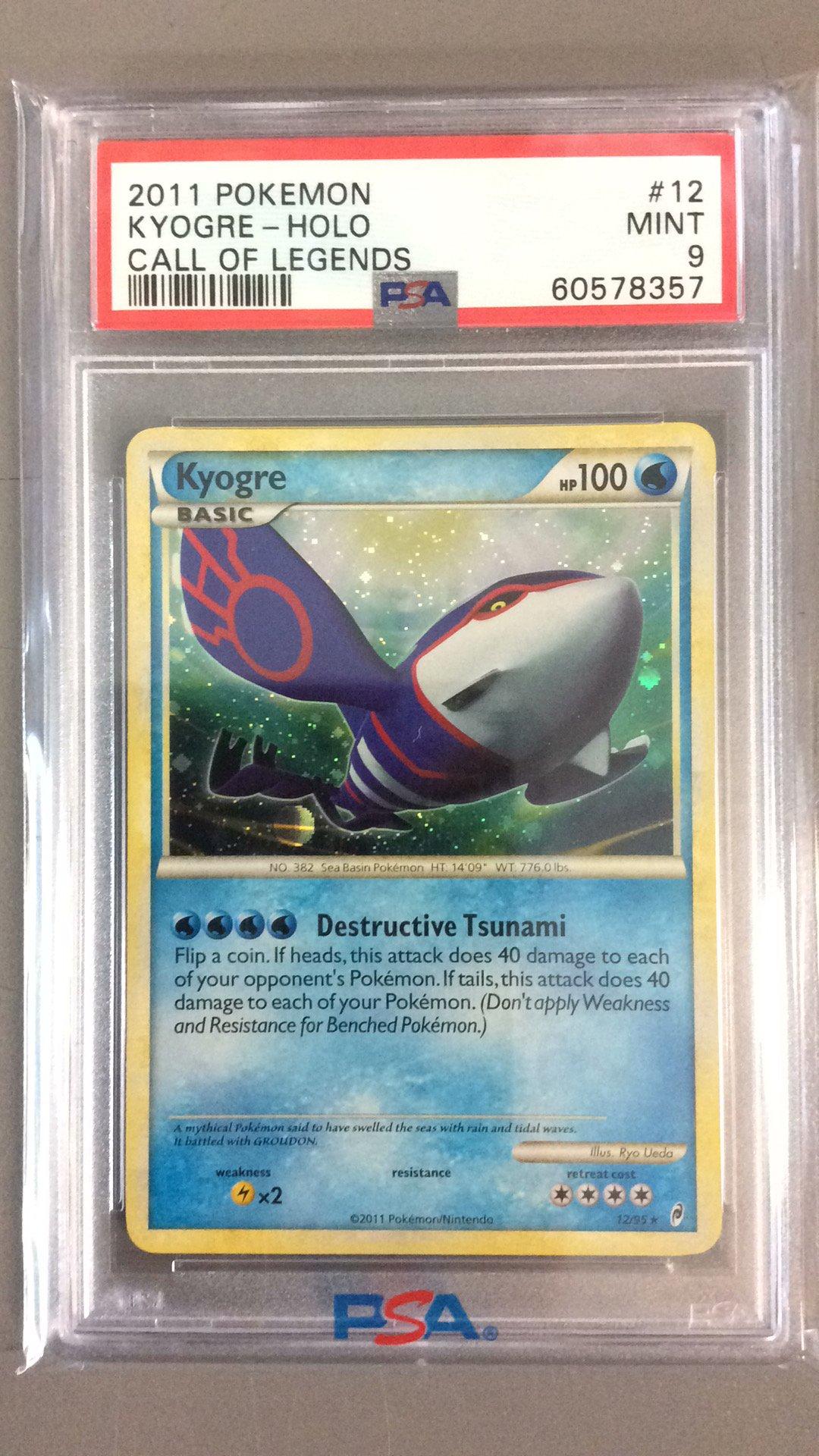 2011 Pokemon Call Of Legends 12 Kyogre-holo PSA 9 Graded Card