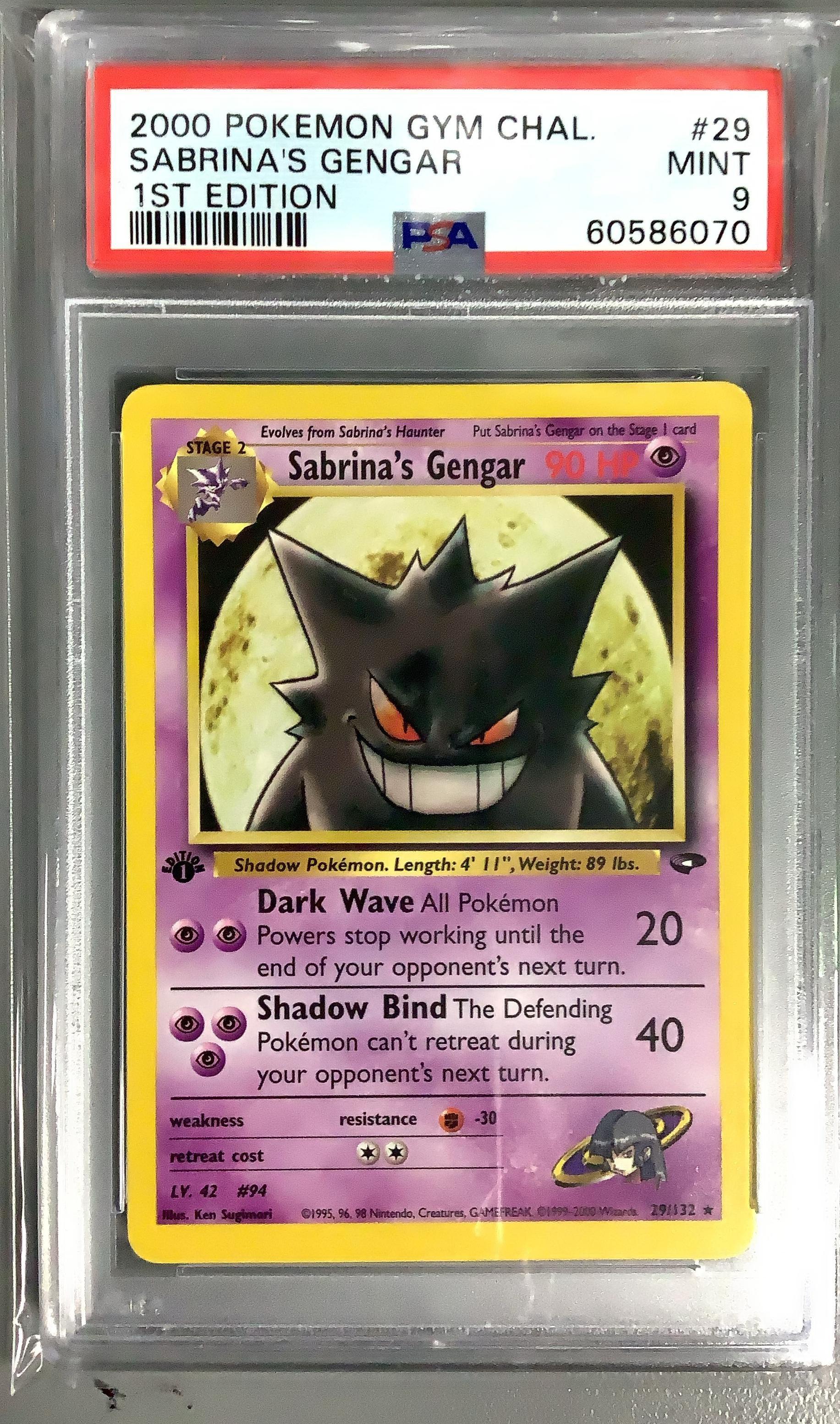 2000 Pokemon Gym Challenge 29 Sabrina's Gengar 1st Edition PSA 9