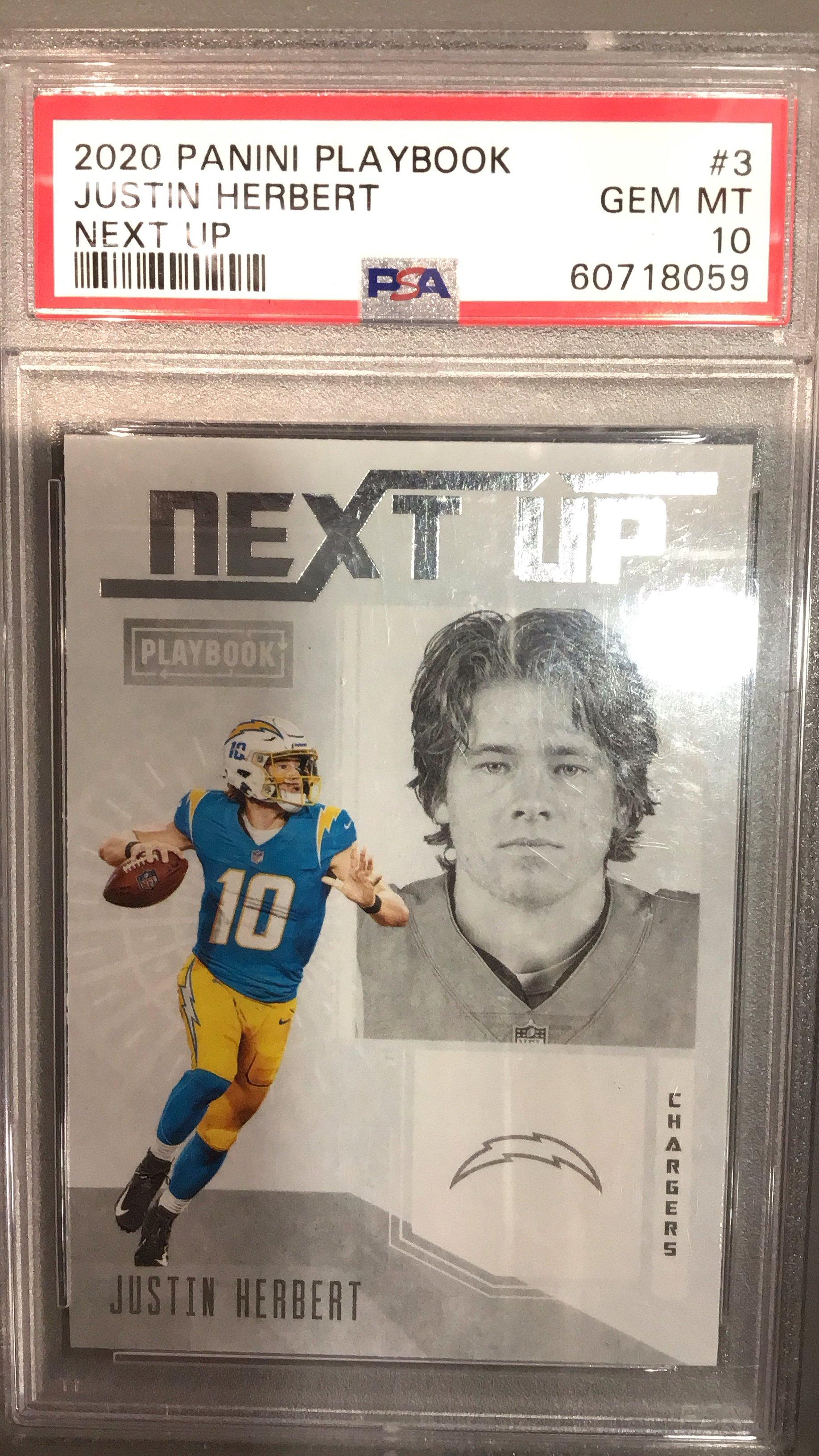 2020 Panini Playbook Next Up 3 Justin Herbert PSA 10