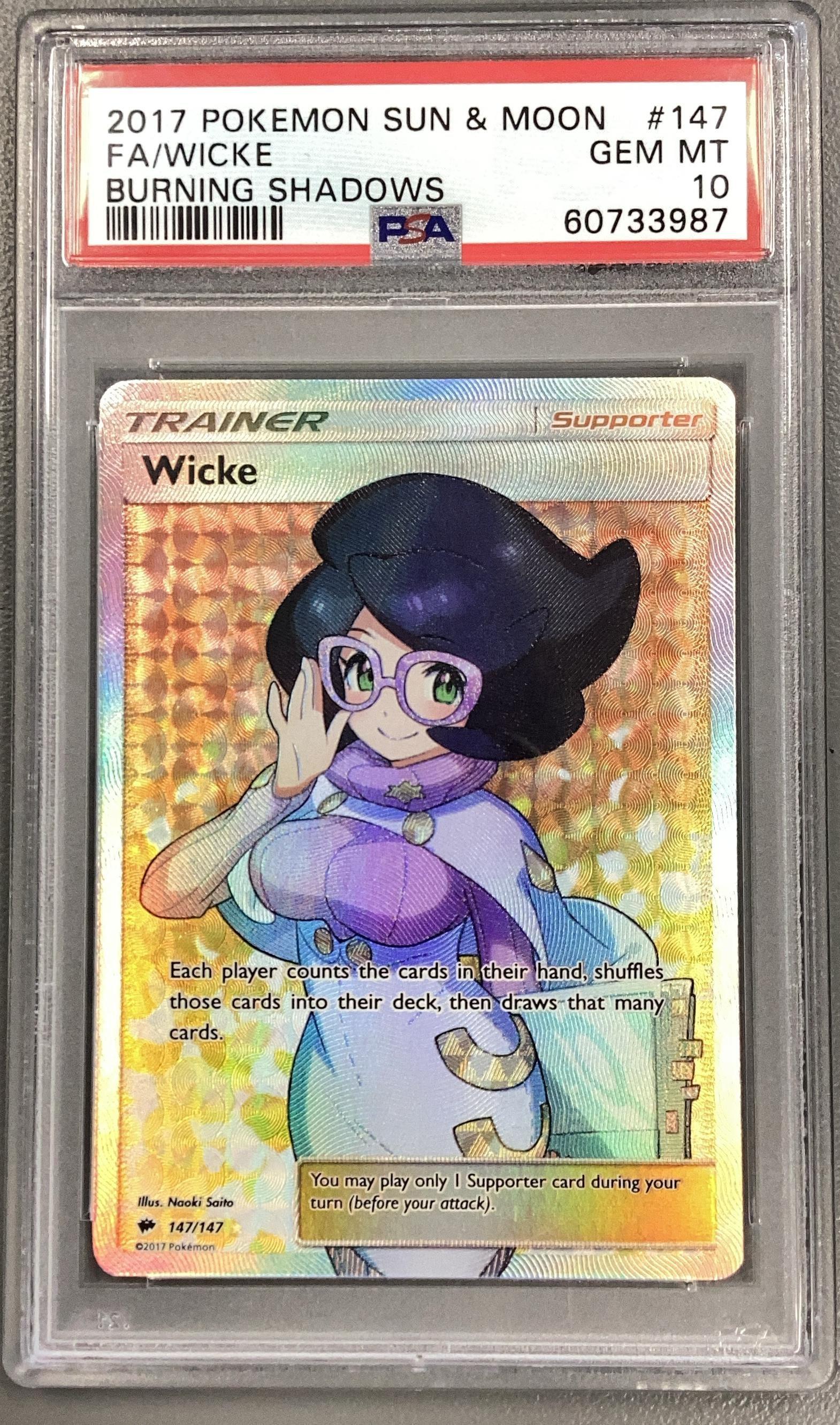 2017 Pokemon Sun & Moon Burning Shadows 147 Full Art/wicke PSA 10