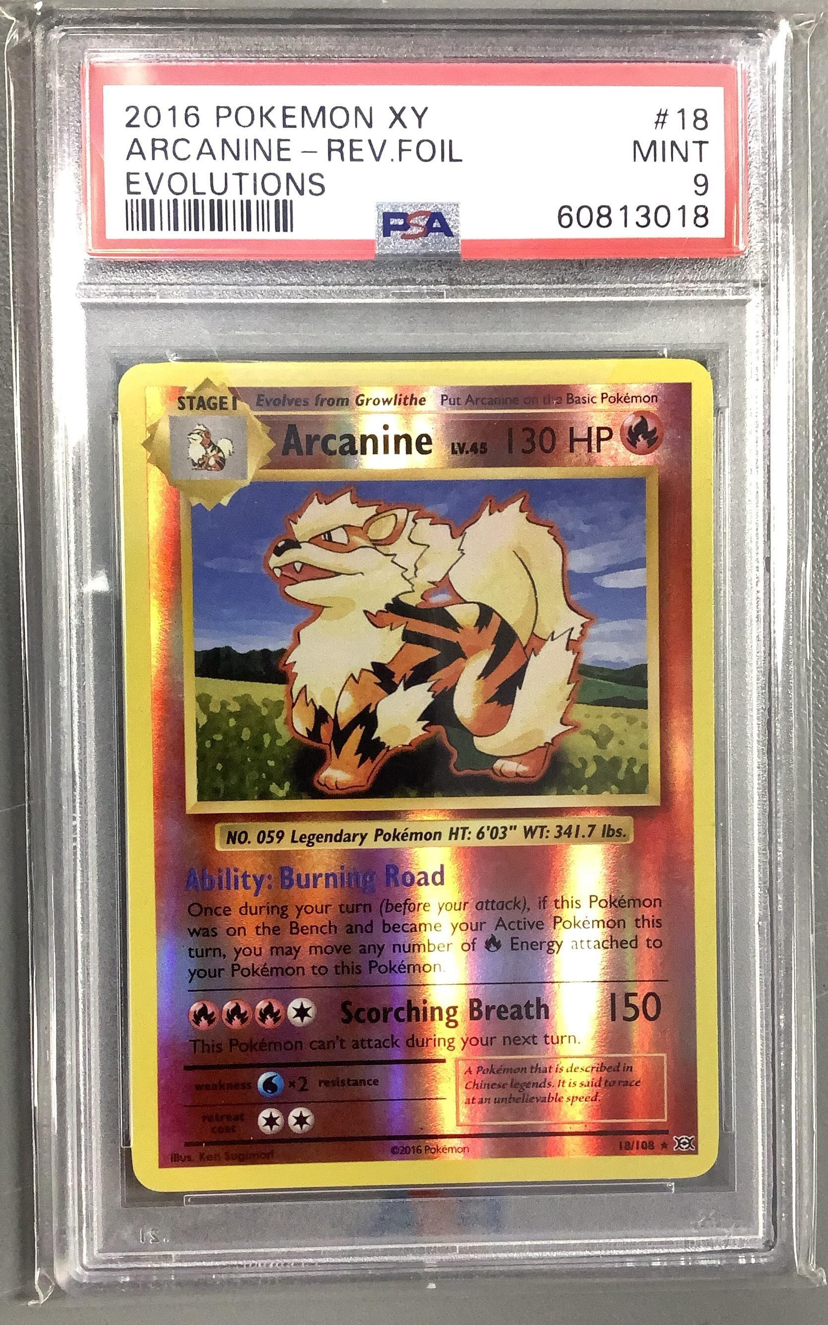 2016 Pokemon Xy Evolutions 18 Arcanine-reverse Foil PSA 9 Graded