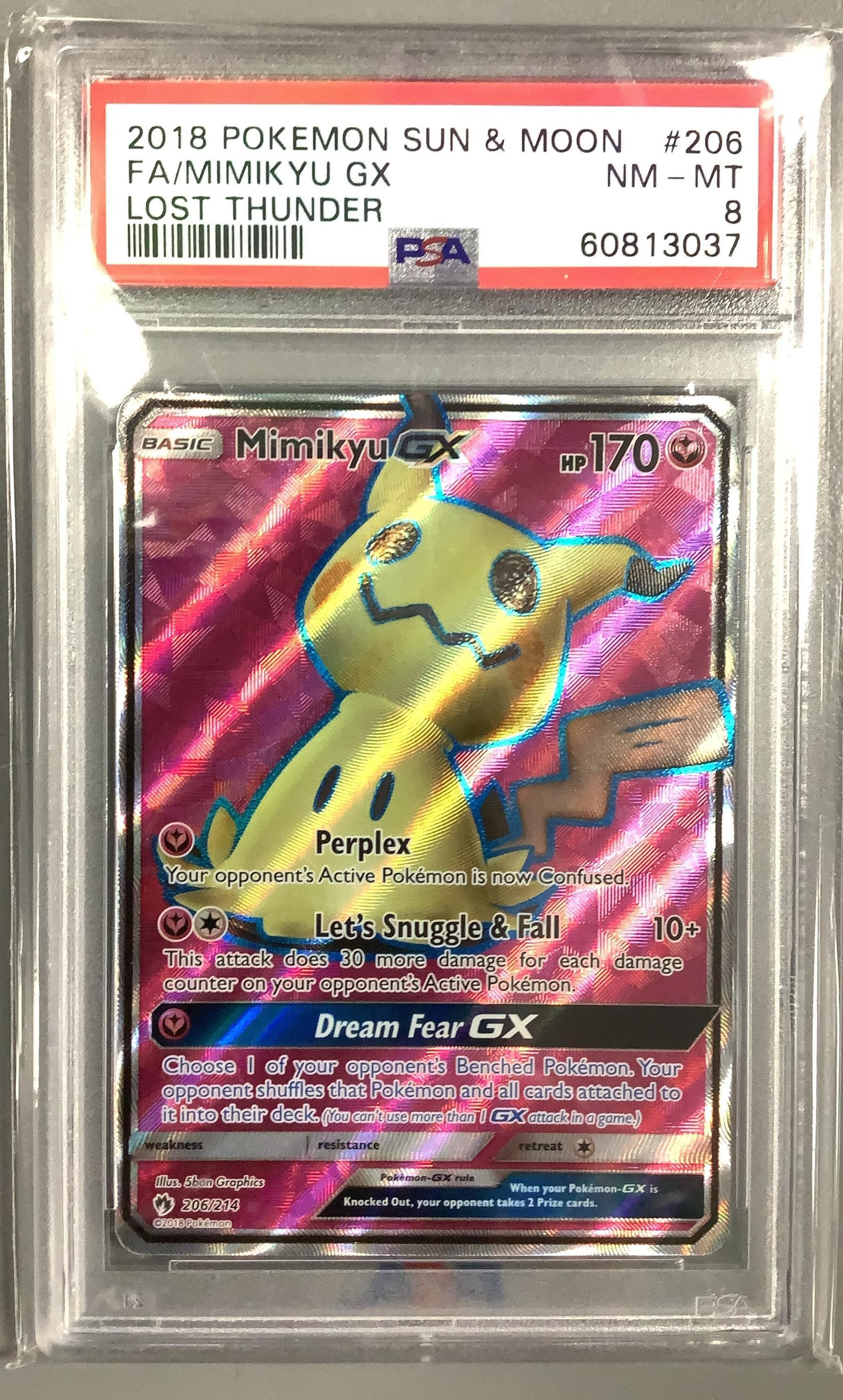 2018 Pokemon Sun & Moon Lost Thunder 206 Full Art/mimikyu Gx PSA