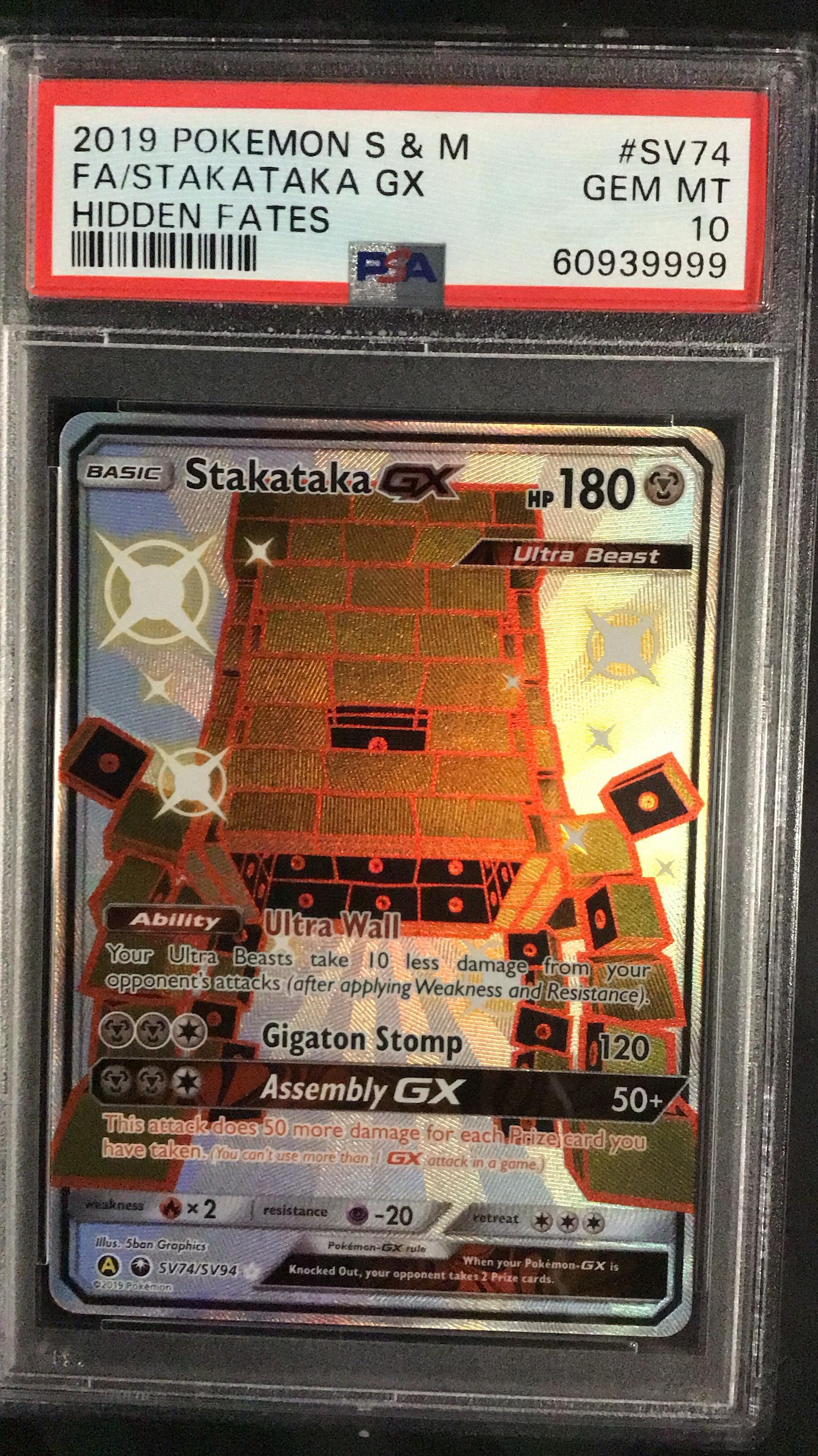 2019 Pokemon Sun & Moon Hidden Fates Sv74 Full Art/stakataka Gx PSA 10  Graded Card | GameStop