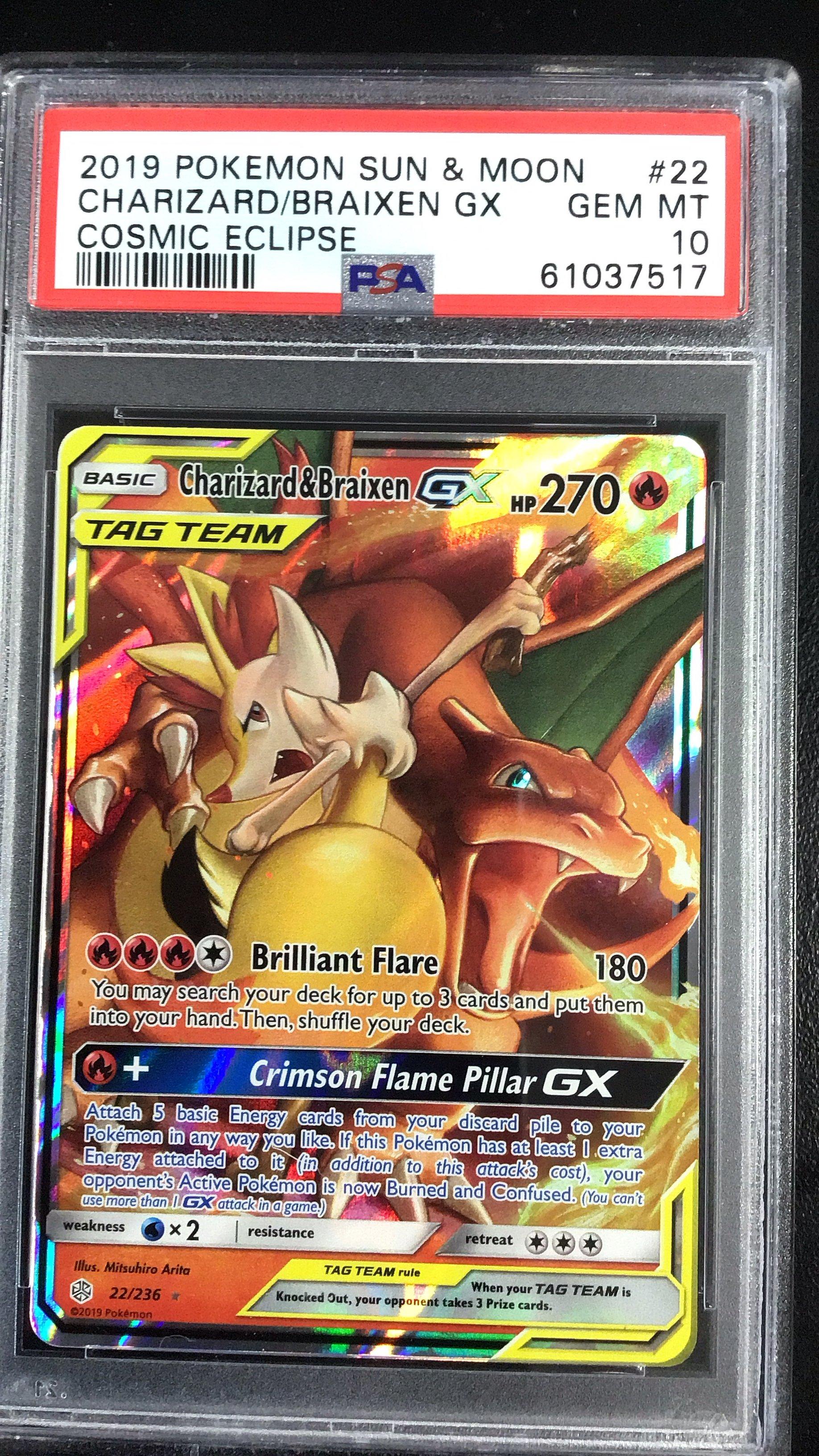 2019 Pokemon Sun & Moon Cosmic Eclipse 22 Charizard & Braixen Gx
