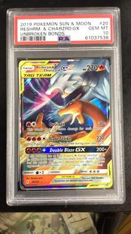2019 Pokemon Sun Moon Unbroken Bonds 20 Reshiram Charizard Gx PSA