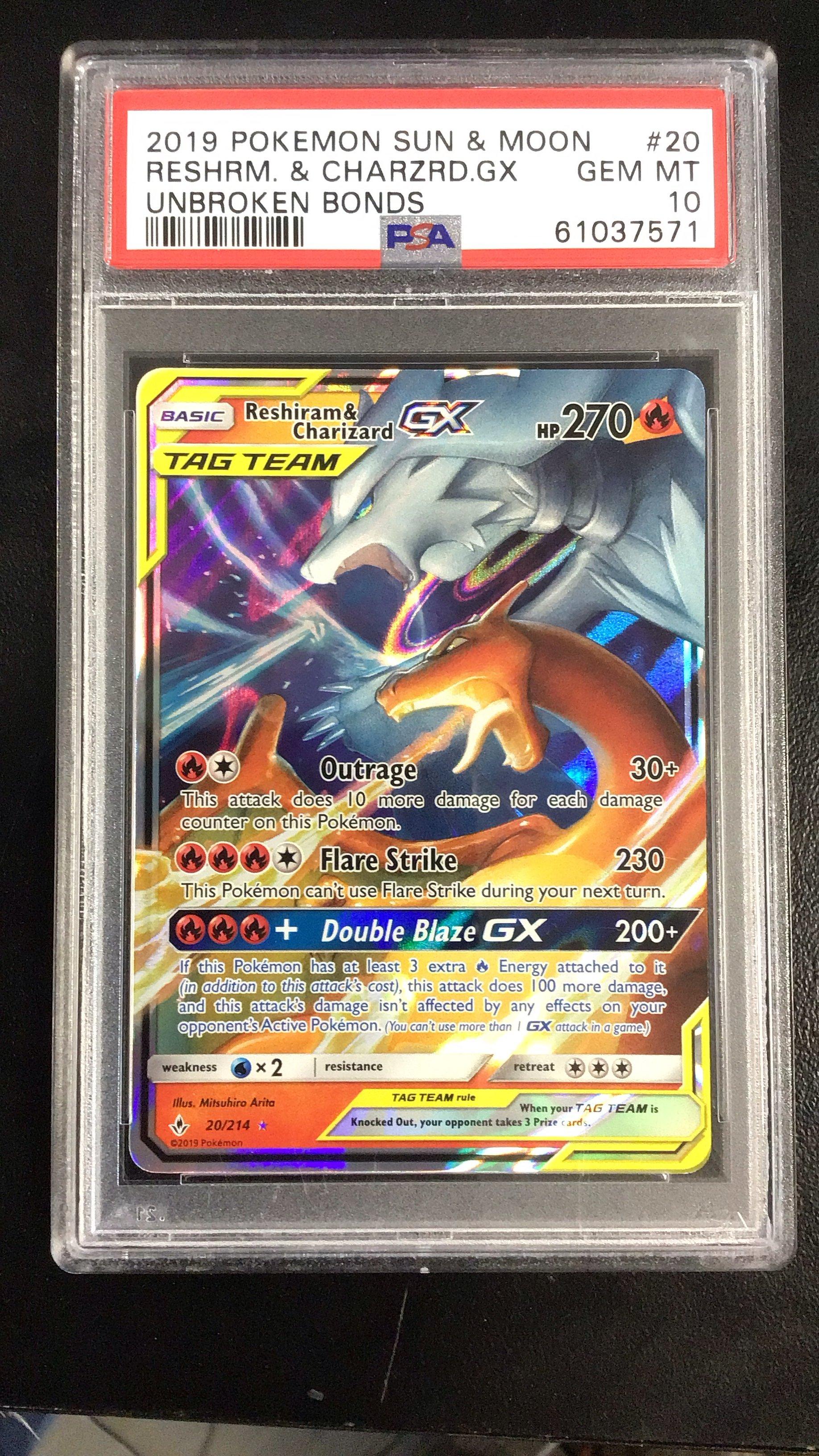 2019 Pokemon Sun & Moon Unbroken Bonds 20 Reshiram & Charizard Gx