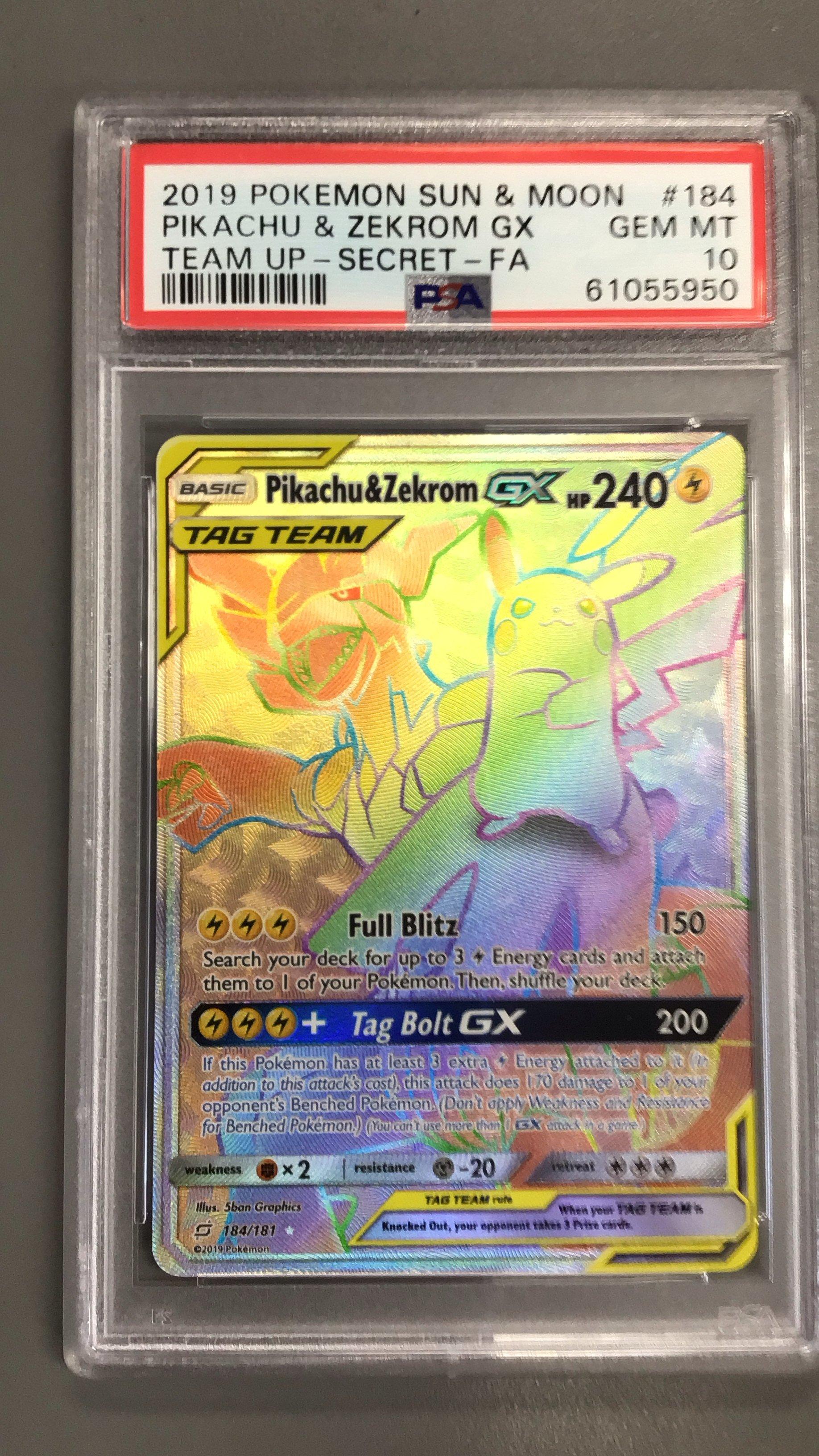 2019 Pokemon Sun & Moon Team Up 184 Full Art/pikachu & Zekrom Gx