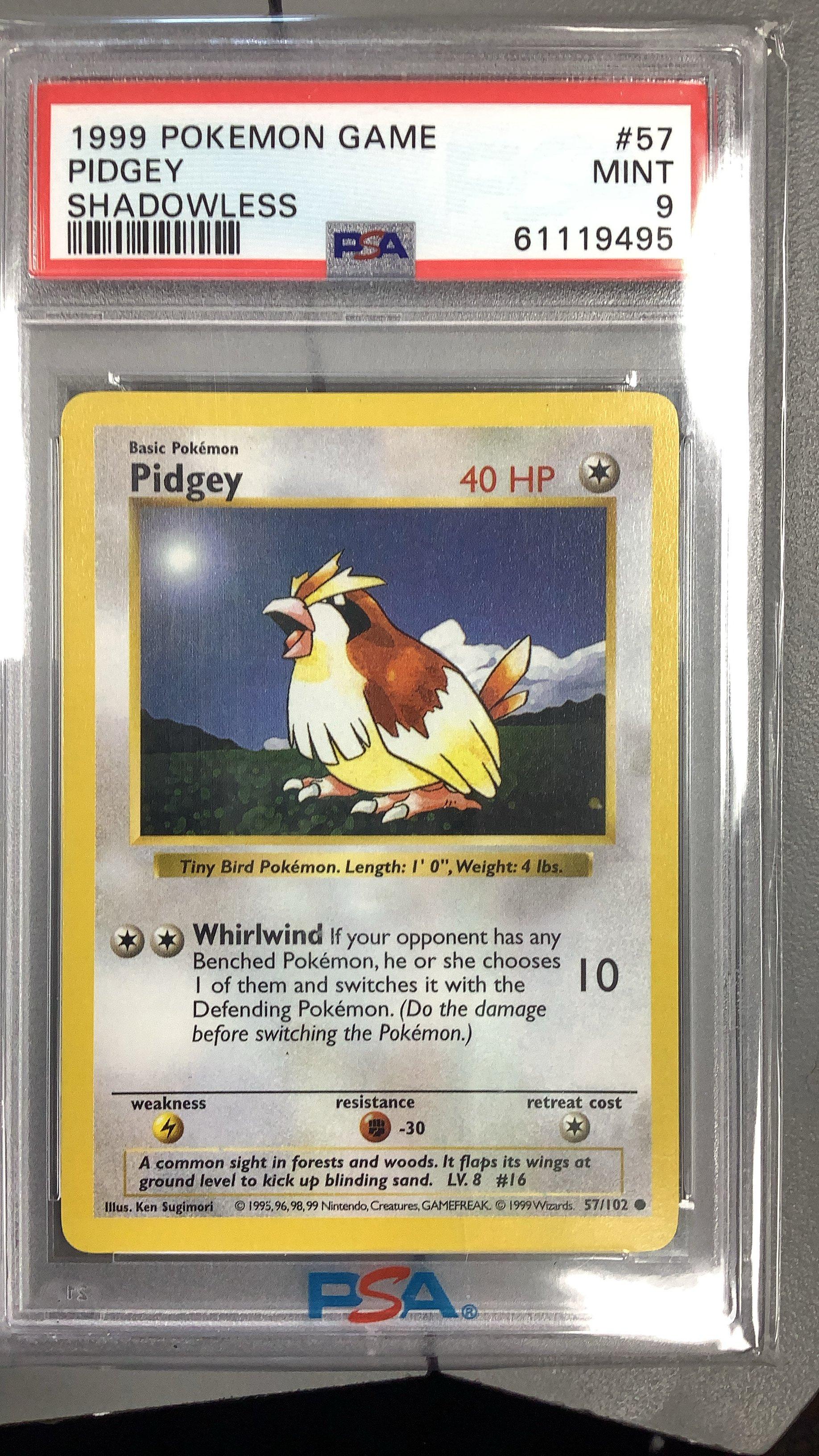 1999 Pokemon Game 57 Pidgey Shadowless PSA