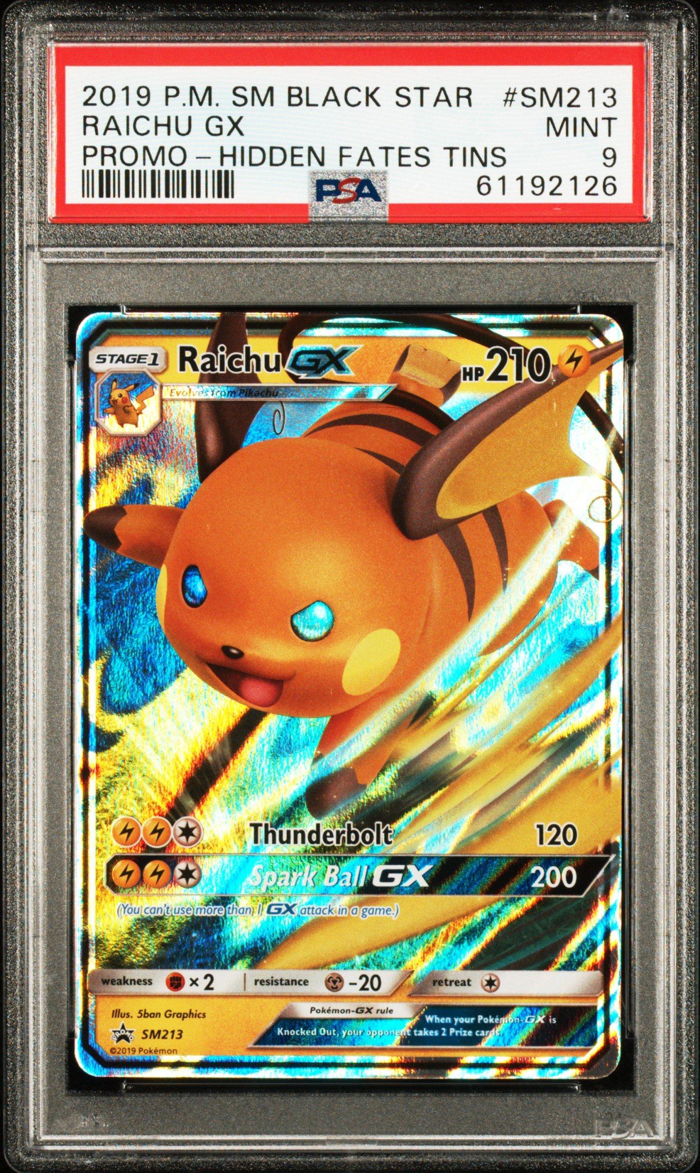 2019 Pokemon Sm Black Star Promo Sm213 Raichu Gx Hidden Fates Tins