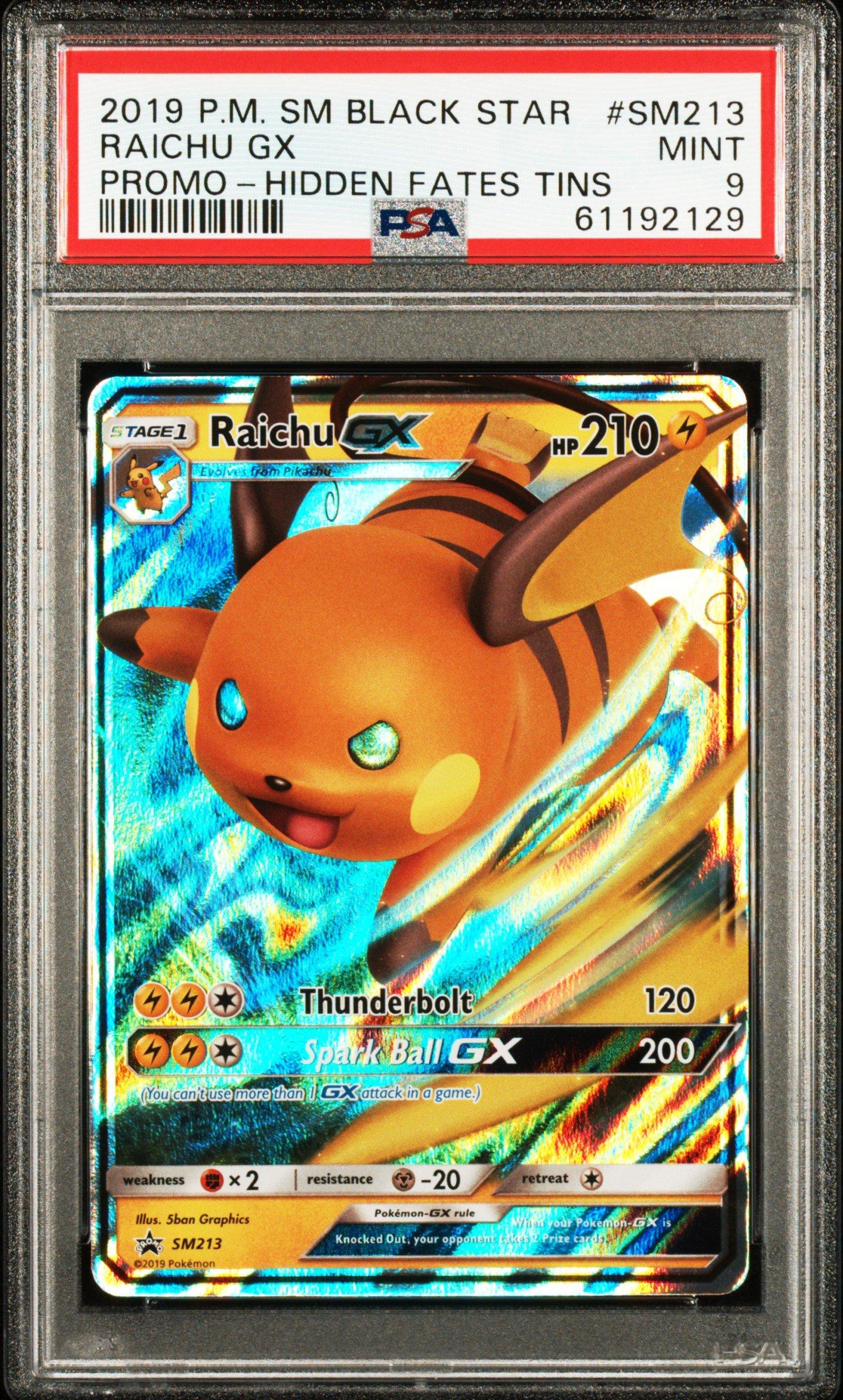 2019 Pokemon Sm Black Star Promo Sm213 Raichu Gx Hidden Fates Tins