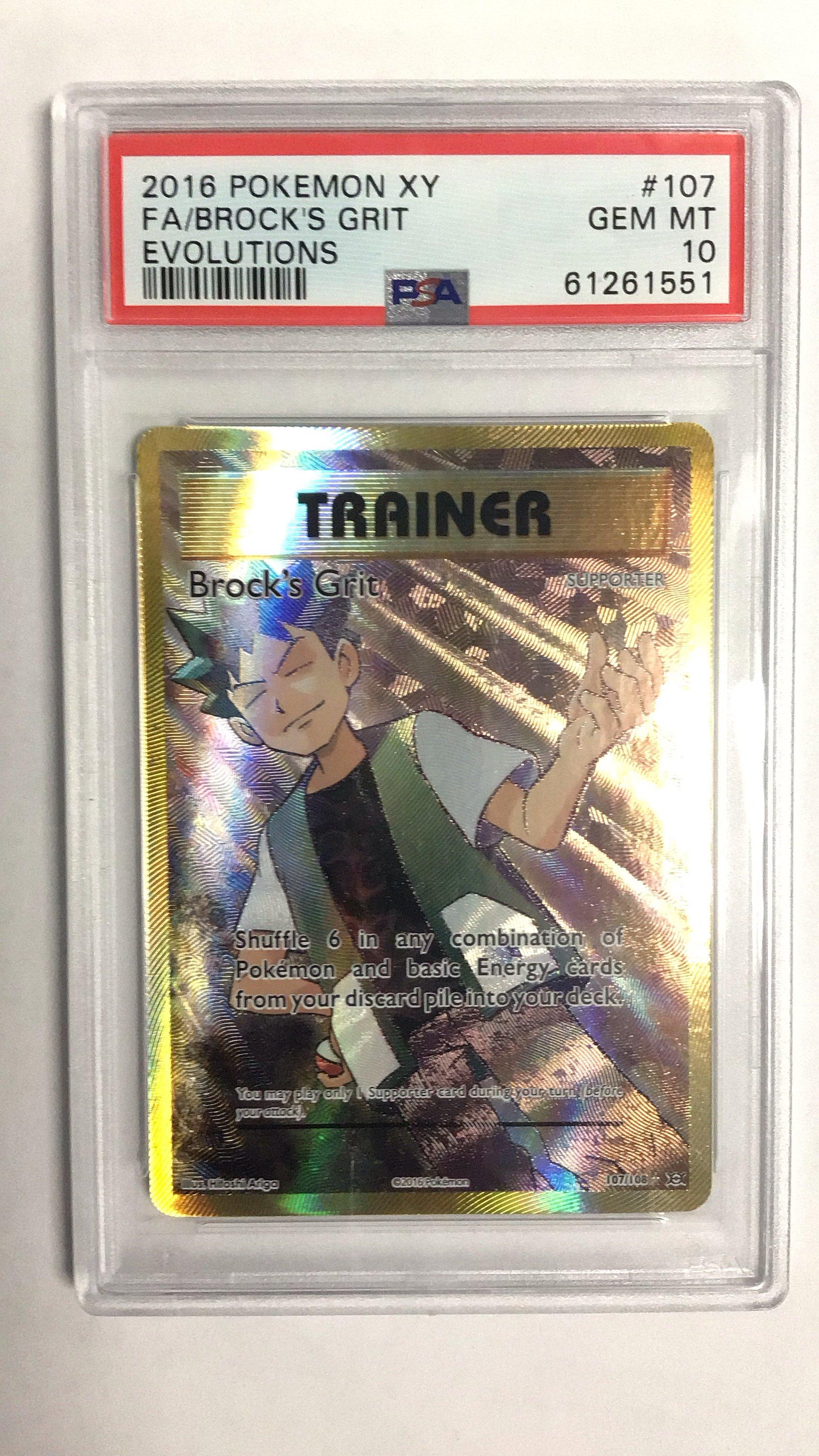 2016 Pokemon Xy Evolutions 107 Full Art/brock's Grit PSA 10 Graded