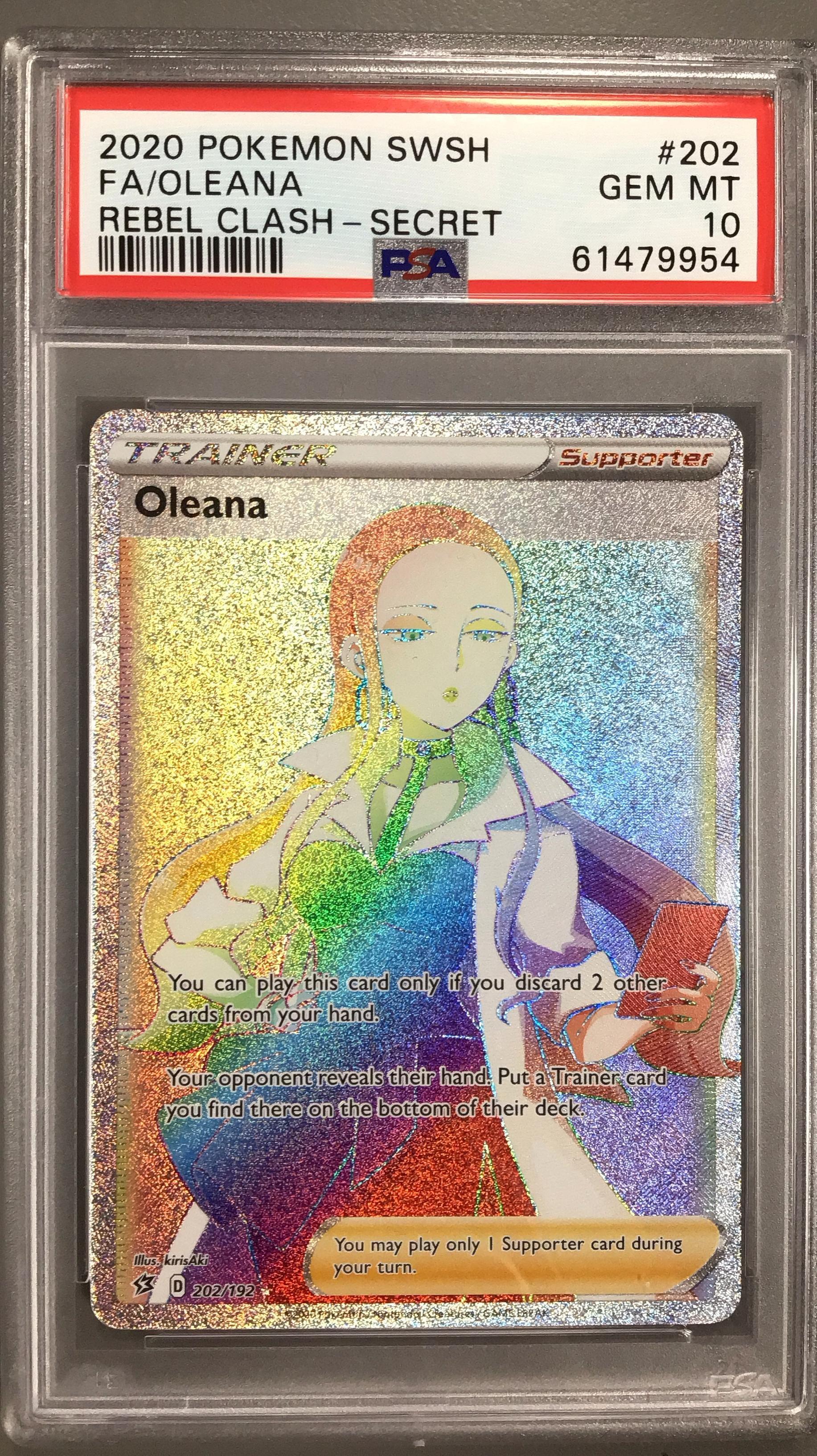 2020 Pokemon Sword & Shield Rebel Clash 202 Full Art/oleana Secret PSA 10