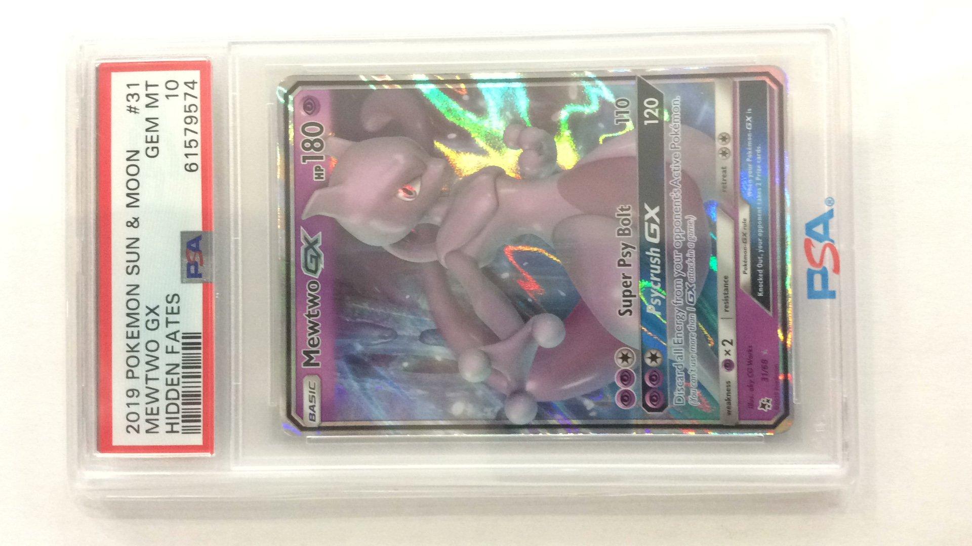 2019 Pokemon Sun & Moon Hidden Fates 31 Mewtwo Gx PSA 10 Graded