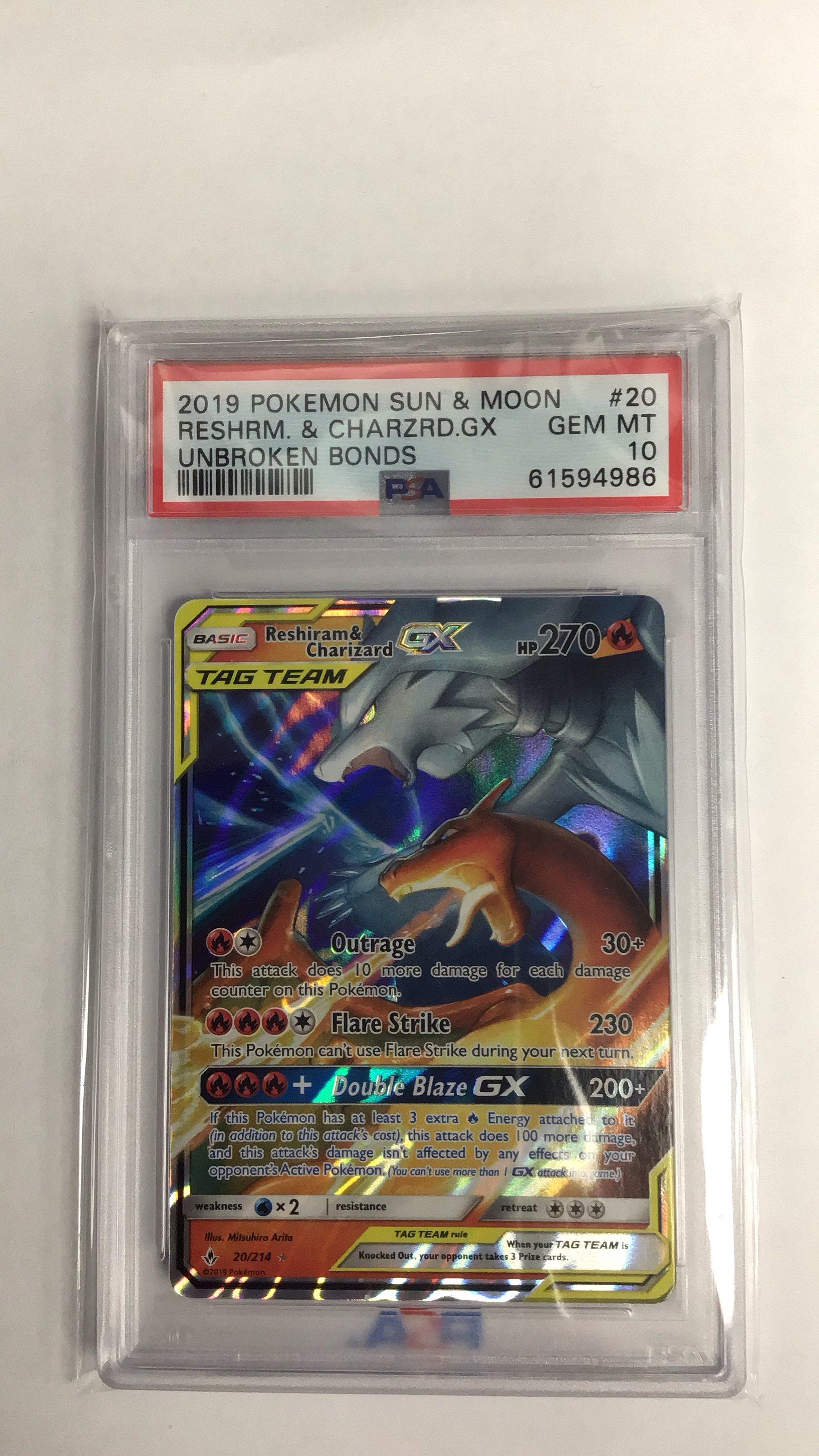 2019 Pokemon Sun & Moon Unbroken Bonds 20 Reshiram & Charizard Gx