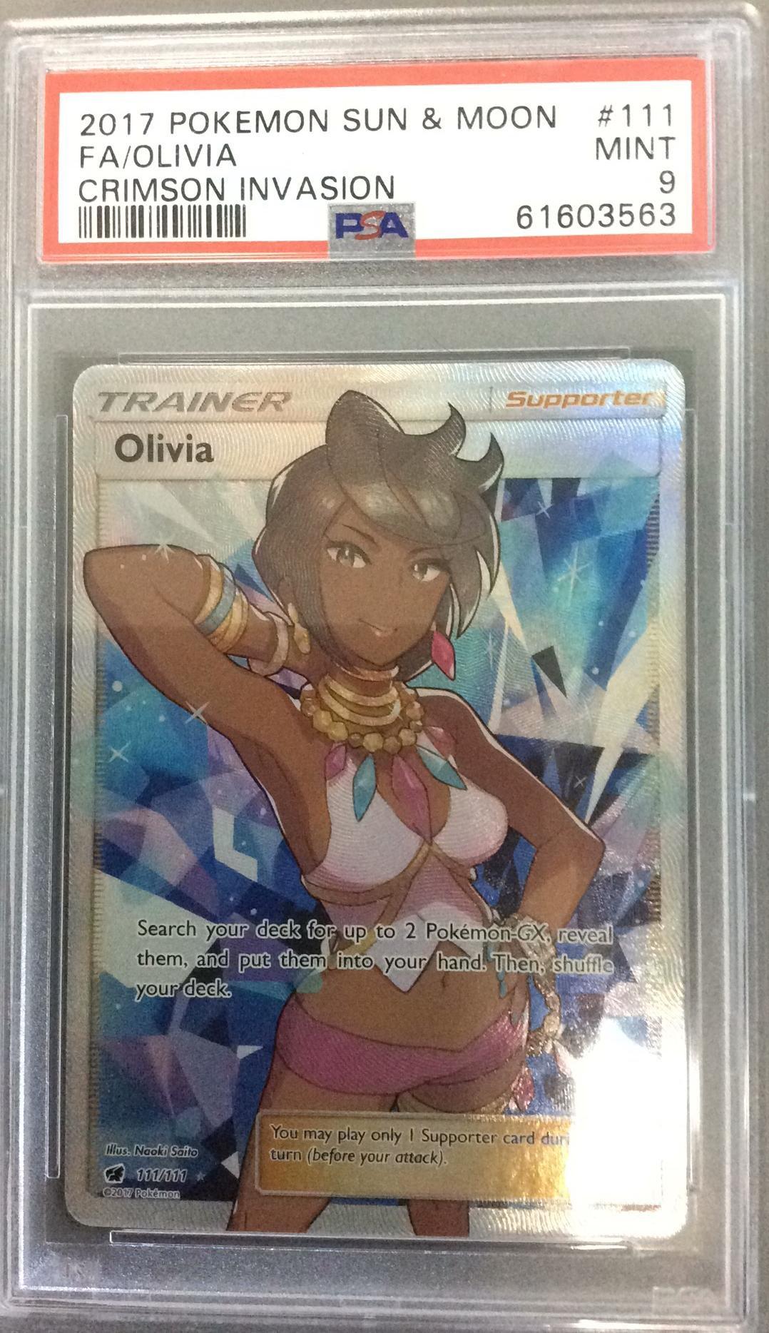 2017 Pokemon Sun & Moon Crimson Invasion 111 Full Art/olivia PSA 9