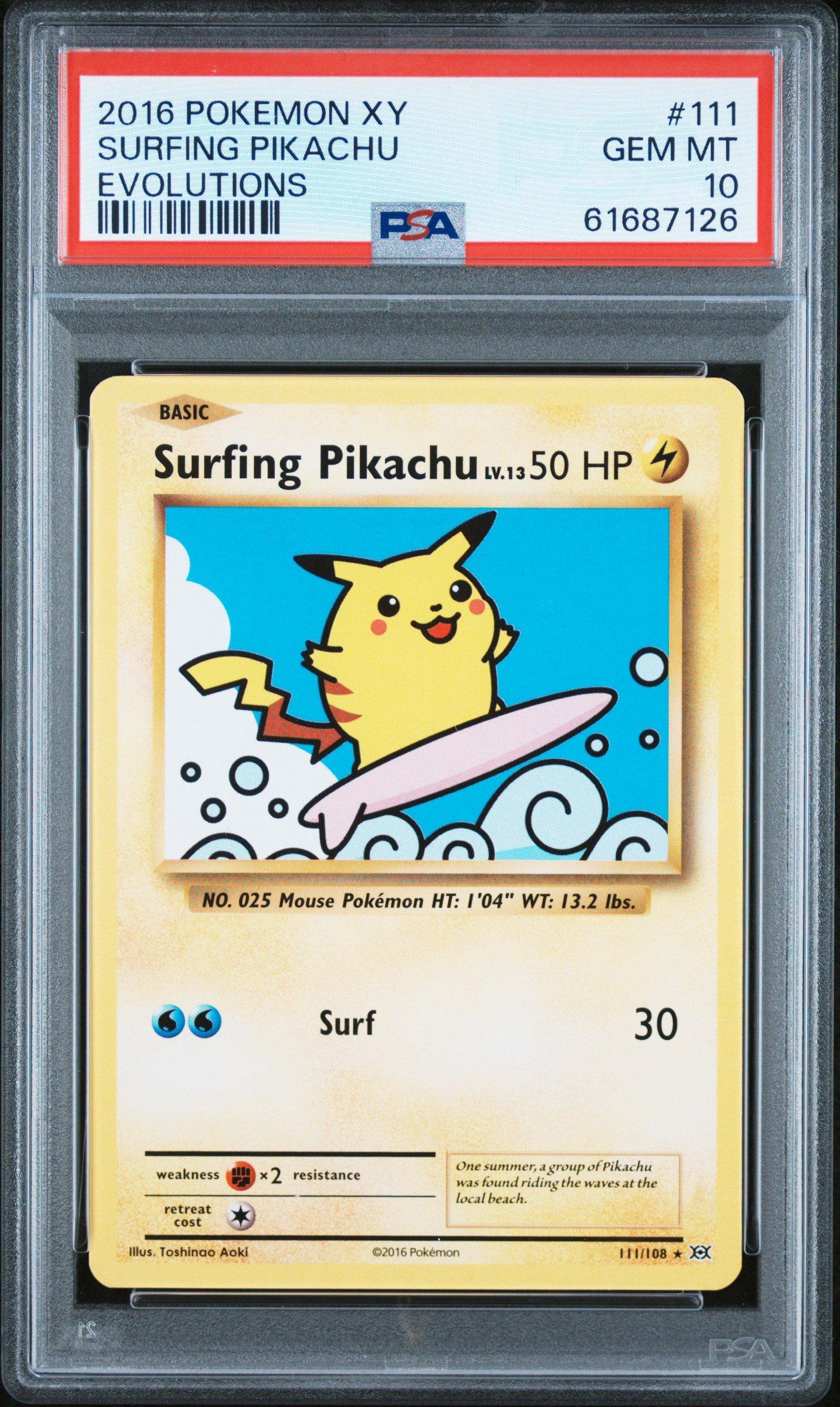 2016 Pokemon Xy Evolutions 111 Surfing Pikachu PSA 10 Graded Card
